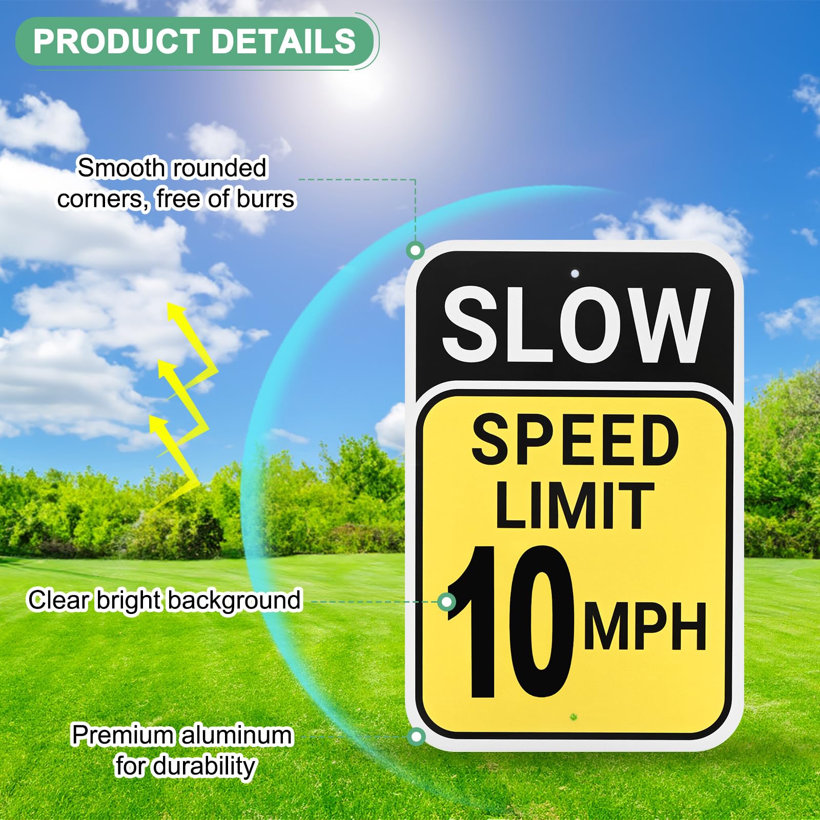 M METERXITY 2-Pack Speed Limit 10 MPH Sign - Image 2