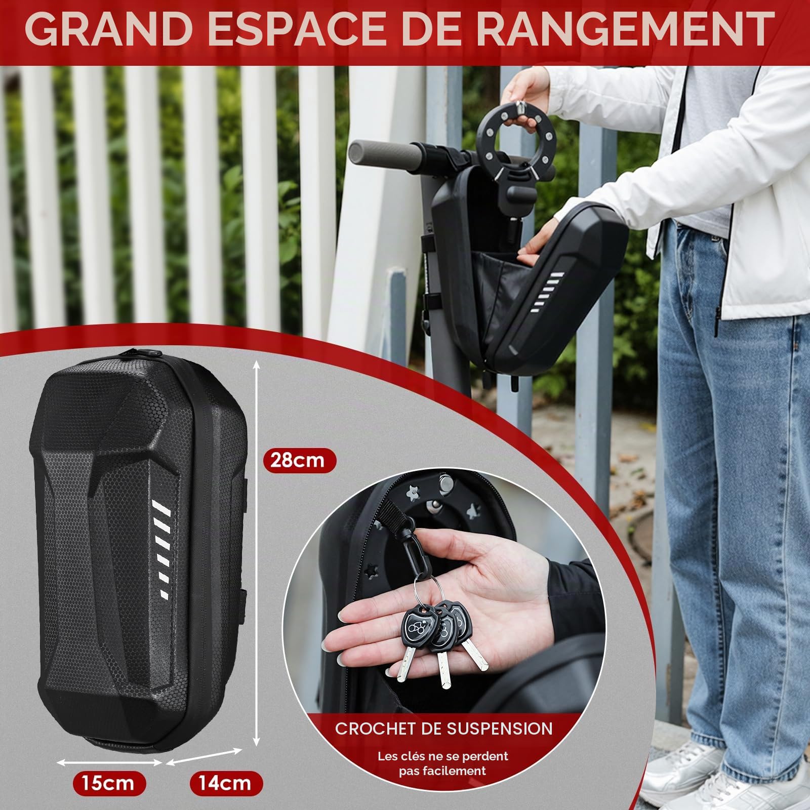 TLGREEN Antivol Trotinette Electrique, 93cm Robuste Antivol Chaine Velo | 6mm Chaînes, avec Clés, Sac Etanche, Cadenas Velo Antivol pour les Scooter, Vélos, Moto, Portail, Clôture, Poussettes