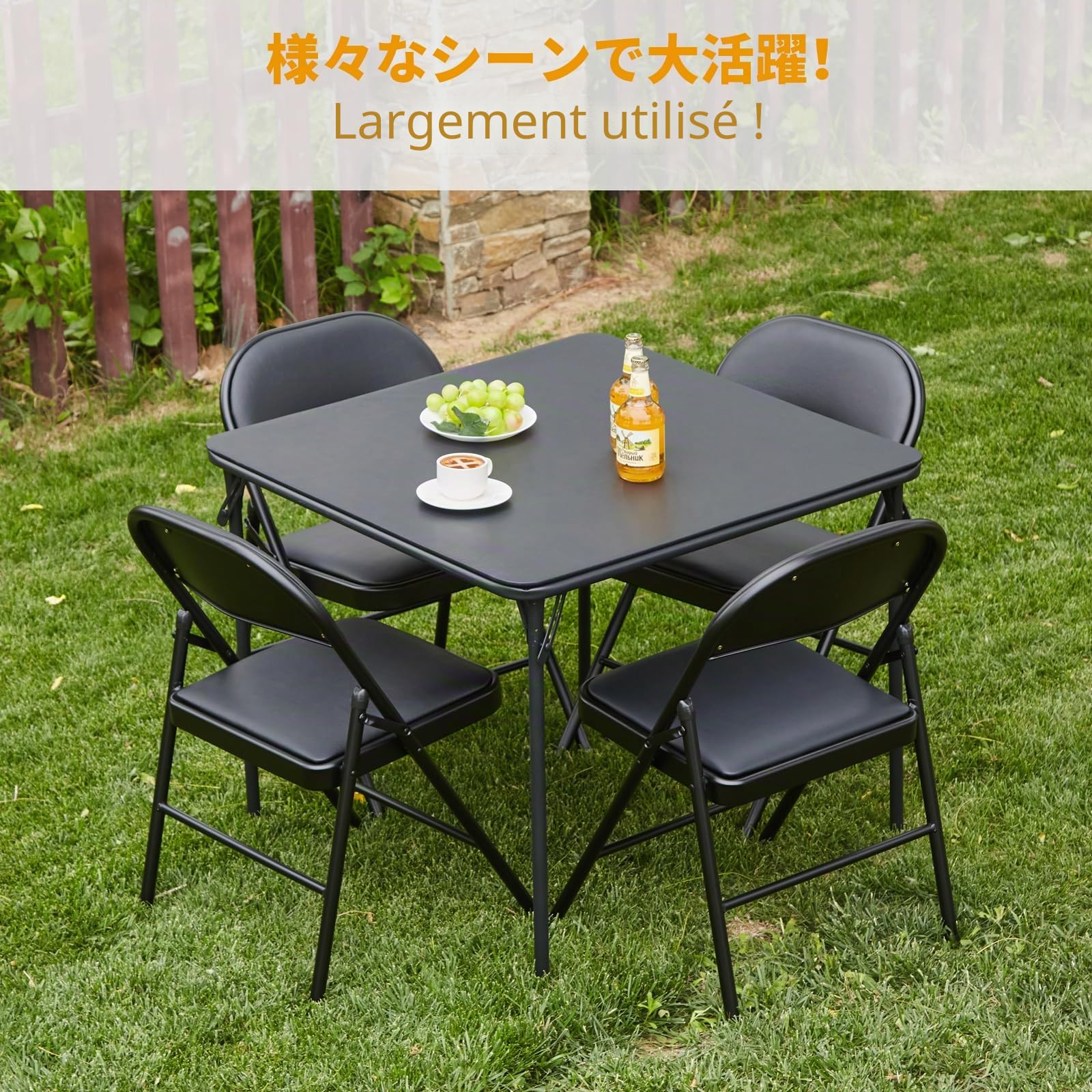 BOOSDEN Lot de 4 Chaises Pliantes, Chaises Pliantes Salle a Manger, Chaise Pliante Confortable, Chaise pliante rembourrée, Chaises Pliantes pour Cuisine,Bureau,Extérieur,Jardin, Charge maximale 136 kg