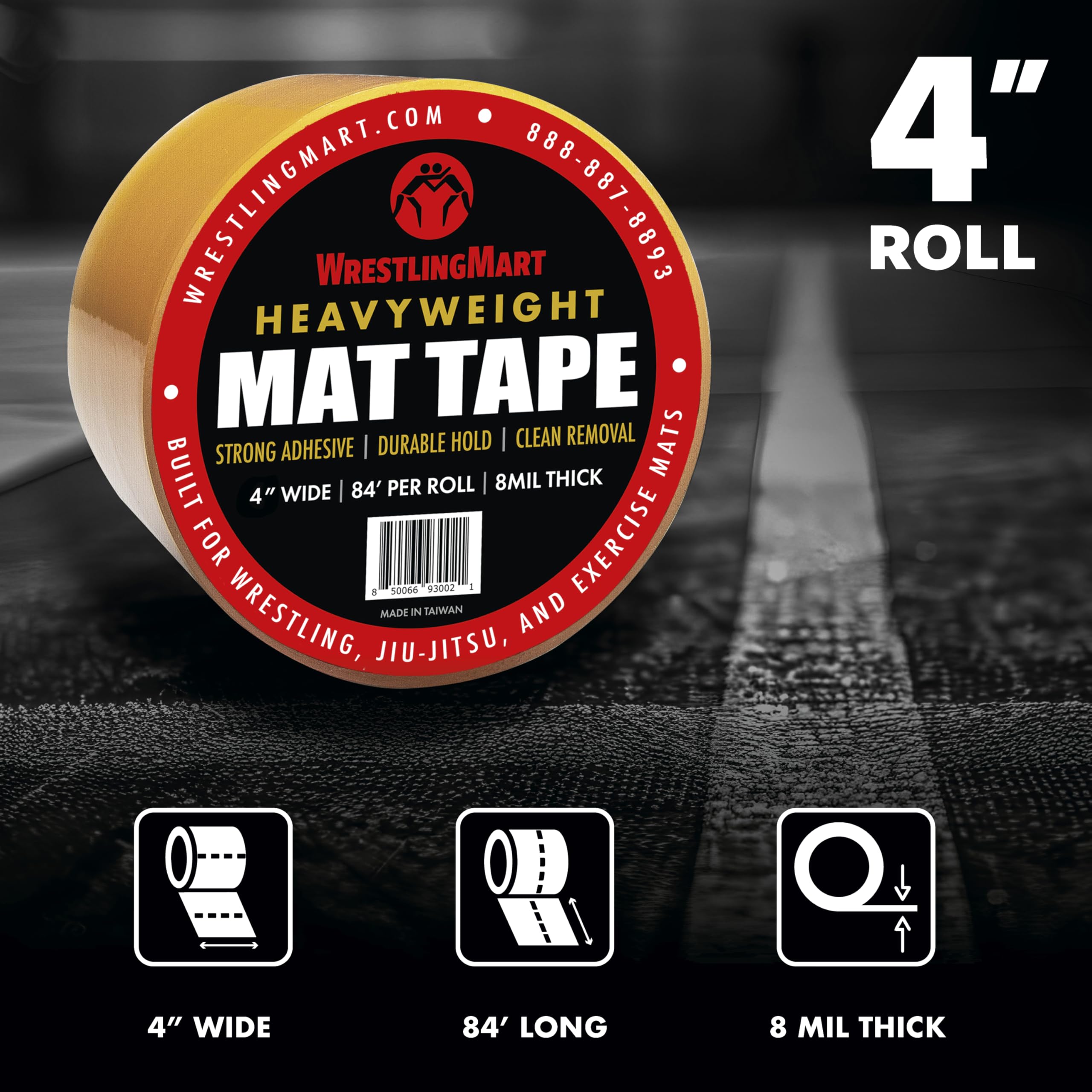 WrestlingMart Rollo de cinta pesada de 10 cm | Cinta transparente de alta calidad de 8 mil de grosor para aplicaciones duraderas a largo plazo | Máxima resistencia, resistente al desgarro, cinta