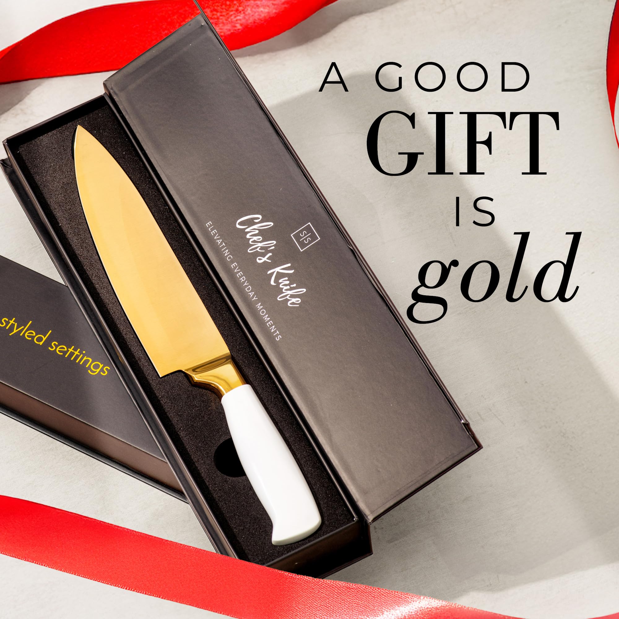 STYLED SETTINGS White and Gold Chef Knife — Amazon image 5