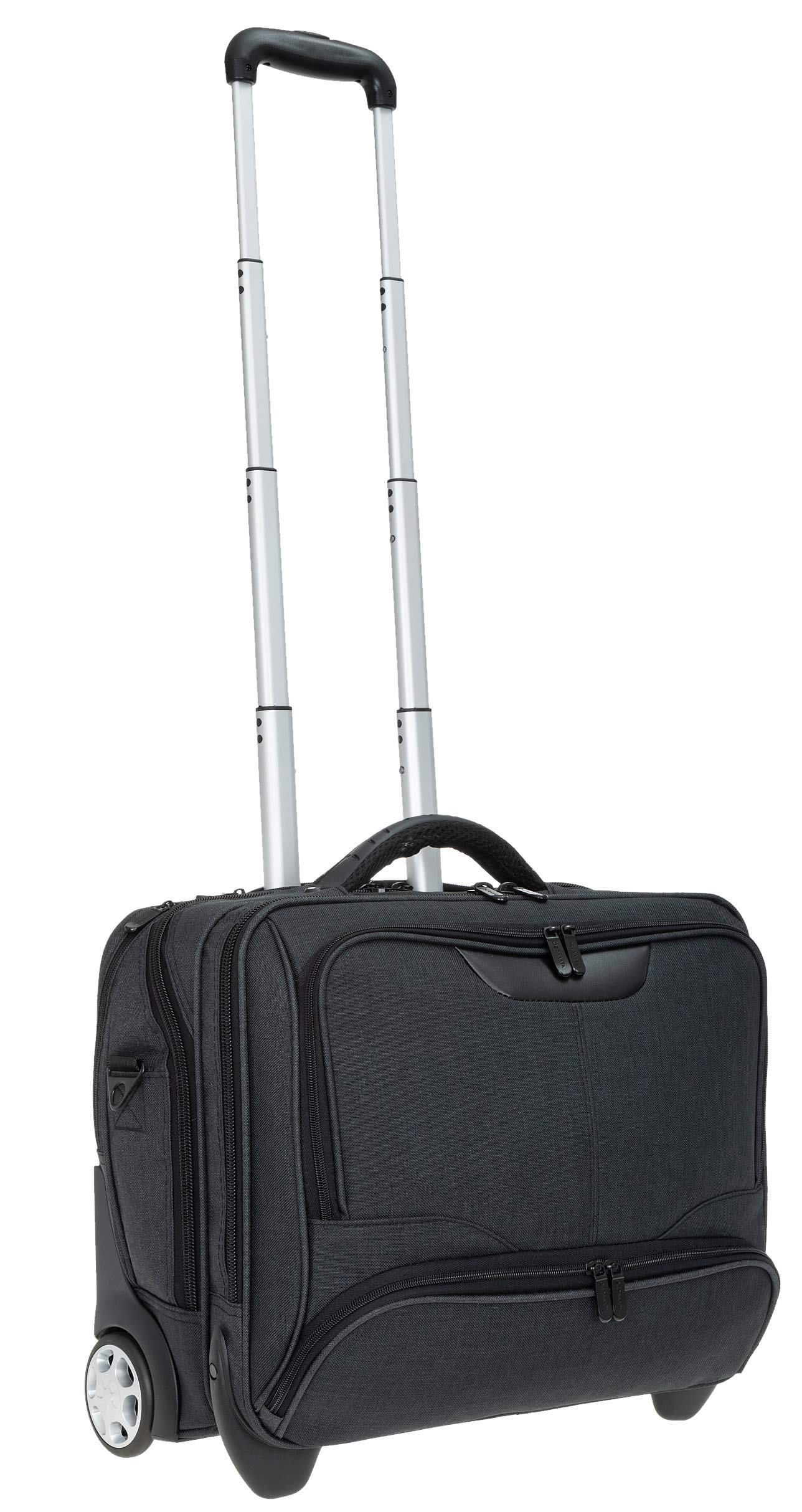 Trolley Pilotentrolly mit Notebook - Polstertasche Trolly 17 Zoll + Ledermäppchen (ANTHRAZIT Two Tone)