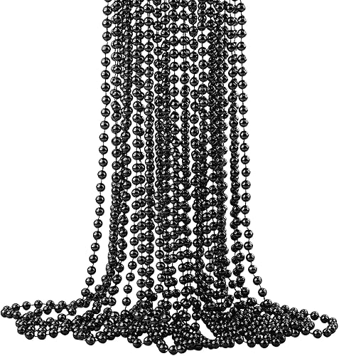 Collares de cuentas doradas metálicas de 0.47 pulgadas, 15 cuentas de Mardi Gras de 33 pulgadas, collares redondos de cuentas a granel, collar de
