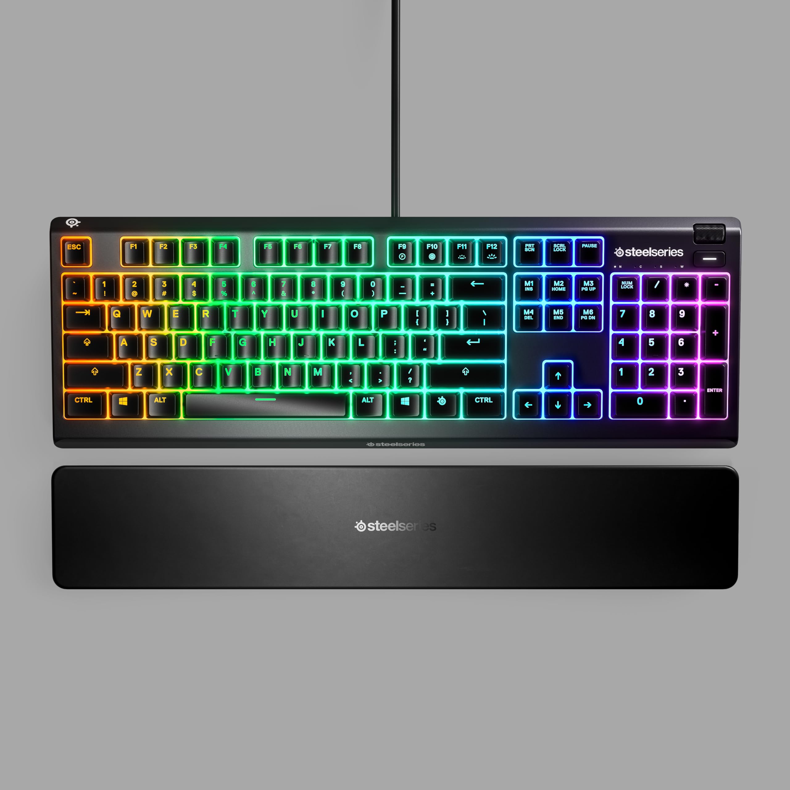 SteelSeries Apex 3 Gamingowa klawiatura RGB - 10 stref podświetlenia RGB - Ochrona przed wodą IP32 - Magnetyczna podkładka pod nadgarstki - UK QWERTY układ