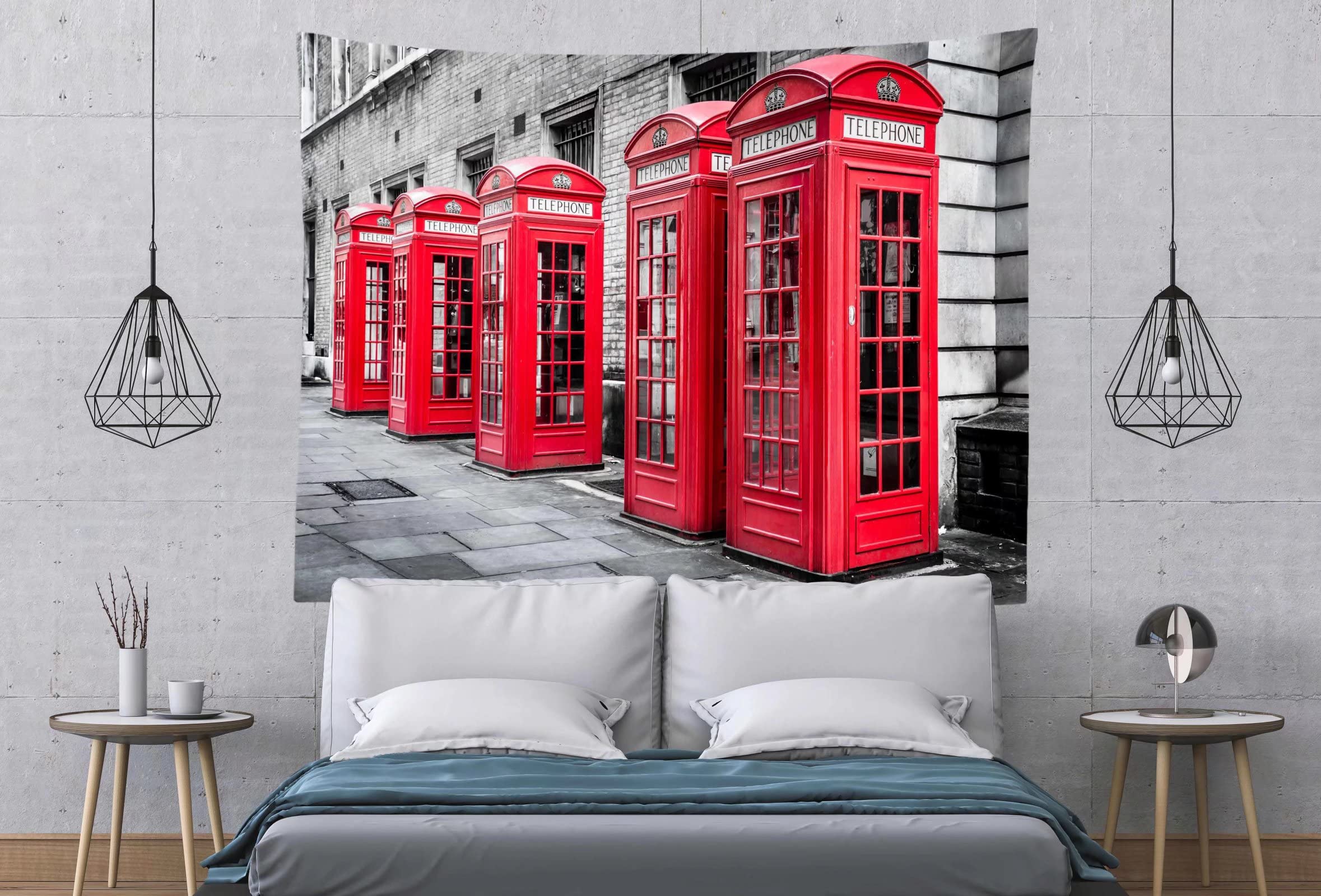 CORFOTO Tapisserie Murale à Suspendre Motif Cabine Téléphonique