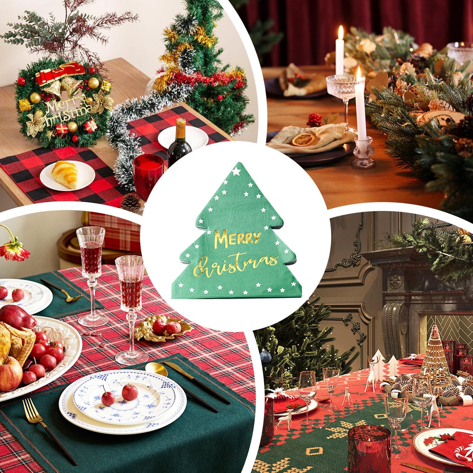 Amazon.co.jp: クリスマスツリーランチナプキン、ゲスト用クリスマス