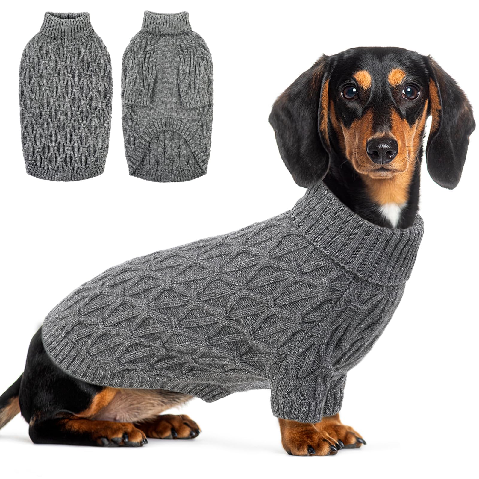 Queenmore Maglioni Natalizi per Cani, Morbida e Calda, Maglione Cane per Razze Medie come Cane Corso Jack Russell e Bassotto, Grigio, M