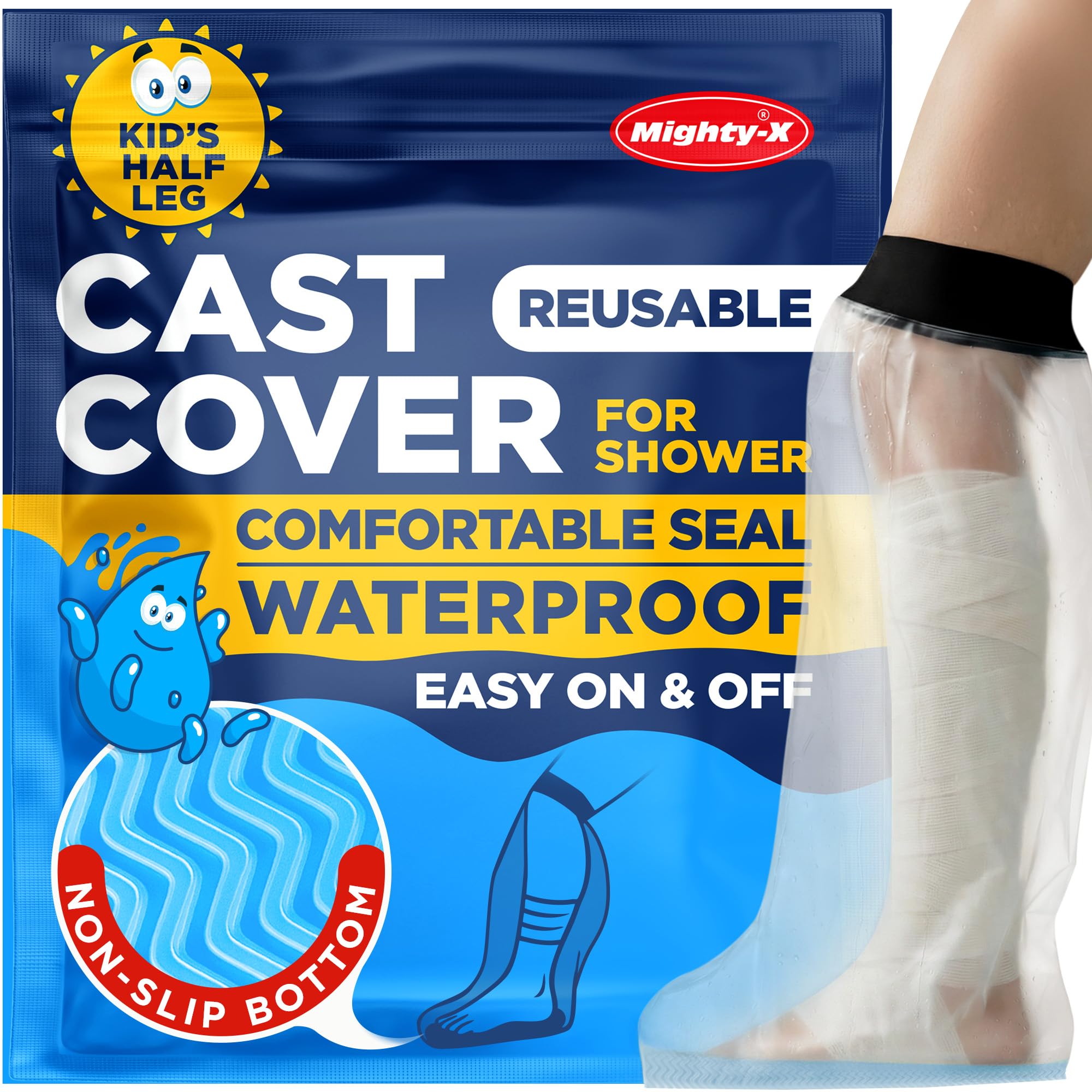 Photo 1 of 100% Waterproof Cast Covers for Shower Leg Kids - Tight Seal - Reusable Child Half Leg Cast Protector with Non-Slip Bottom - Knee, Ankle, Foot - Post Surgery Bandage & Dressing Bag for Wounds & Burns