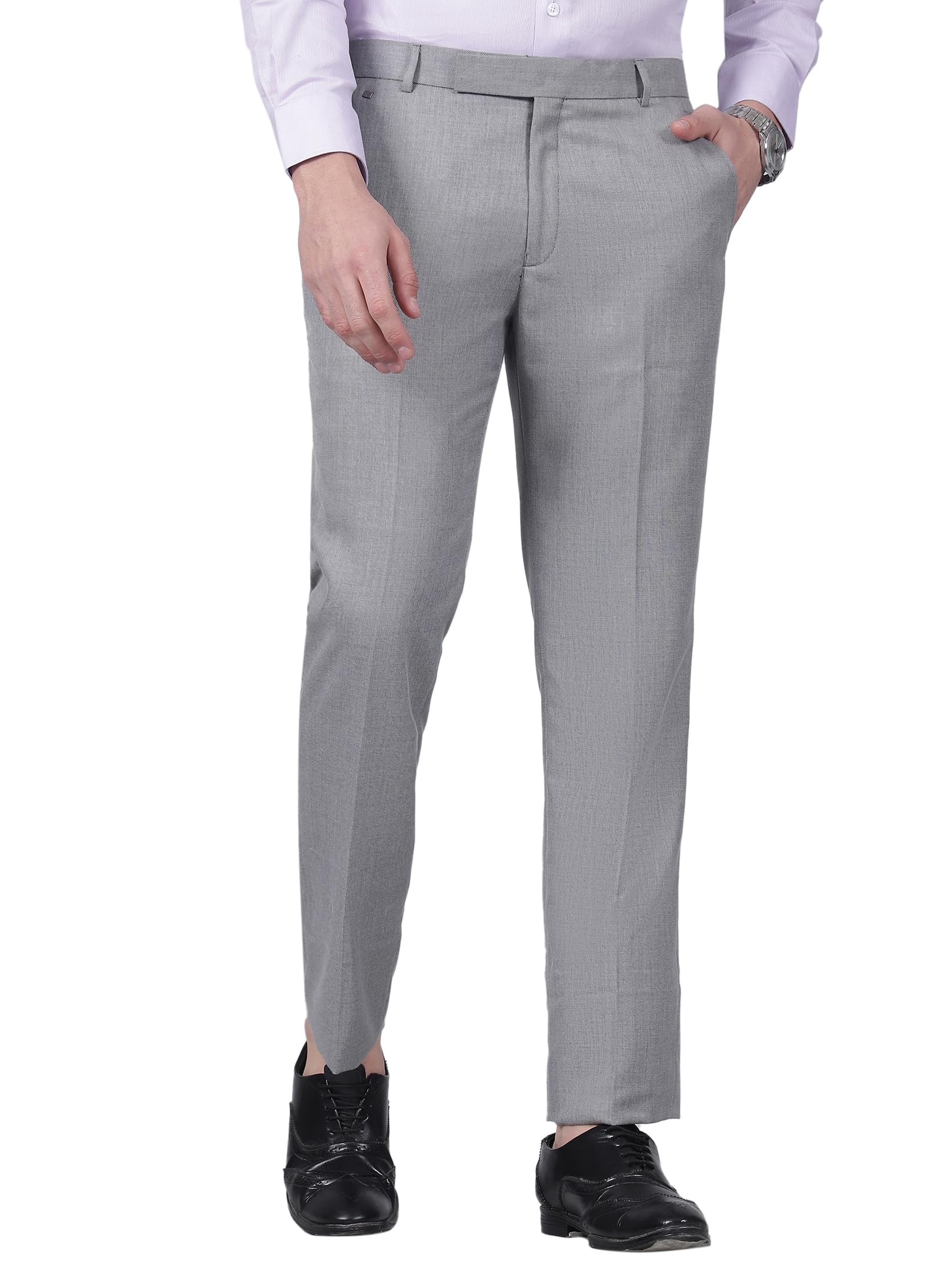 cantabil Men's Self Design Non Pleated Regular Fit Formal Trouser (P_MTRF00152B)-picture-35