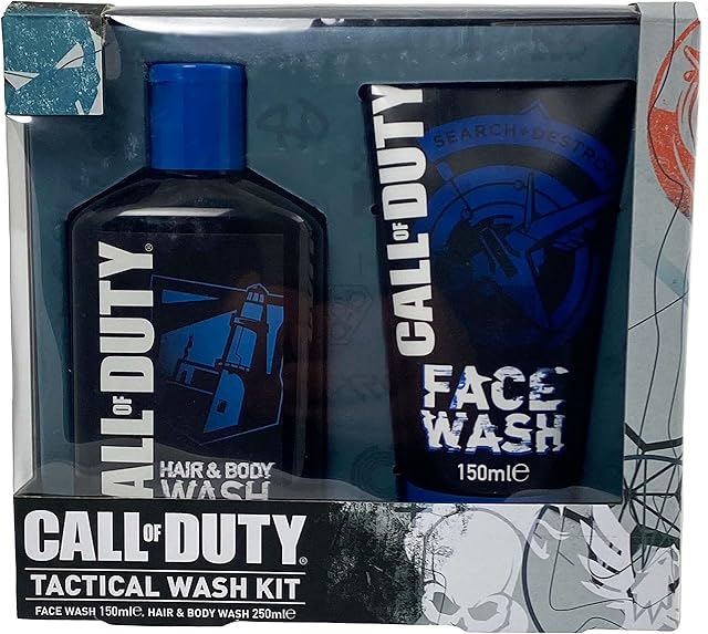 Call of Duty Tactical Wash - Gift Set (Hair/Body Wash 250ml & Face Wash 150ml), Multi Coloured