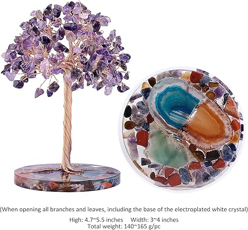 Miniatura 4 de Rockcloud 2 piezas de decoración de escritorio de cristal de amatista para riqueza y suerte, piedra de meditación Reiki para oficina en casa