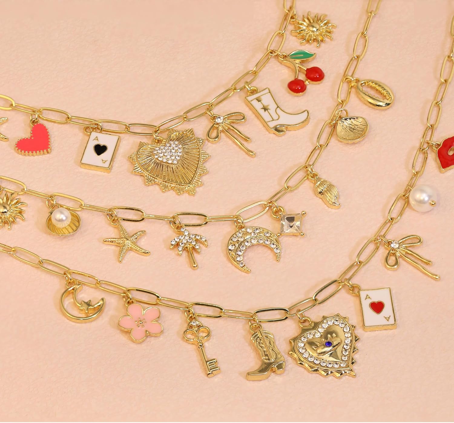 Charm Necklace For Women Shell Heart Necklaces Gold Chunky Pendant Paperclip Chain Boho Summer Seashell Beach Evil Eye 14k Starfish Jewelry - Image 5