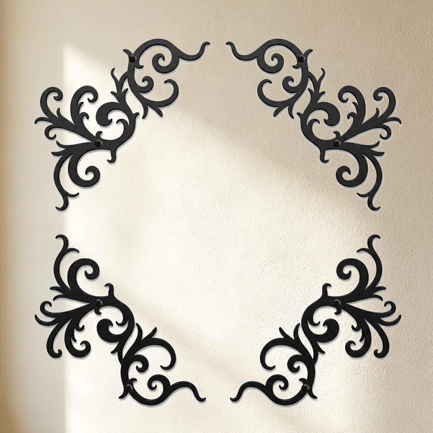 LumDecor Set of 4 Black Metal Scroll Wall Art, Antique Wrought Iron Wall Decor, Horizontal Scroll Art Accent for Above Door Living Room Bedroom Hallway Porch, Indoor Outdoor Rustic Decor & Gift Ready