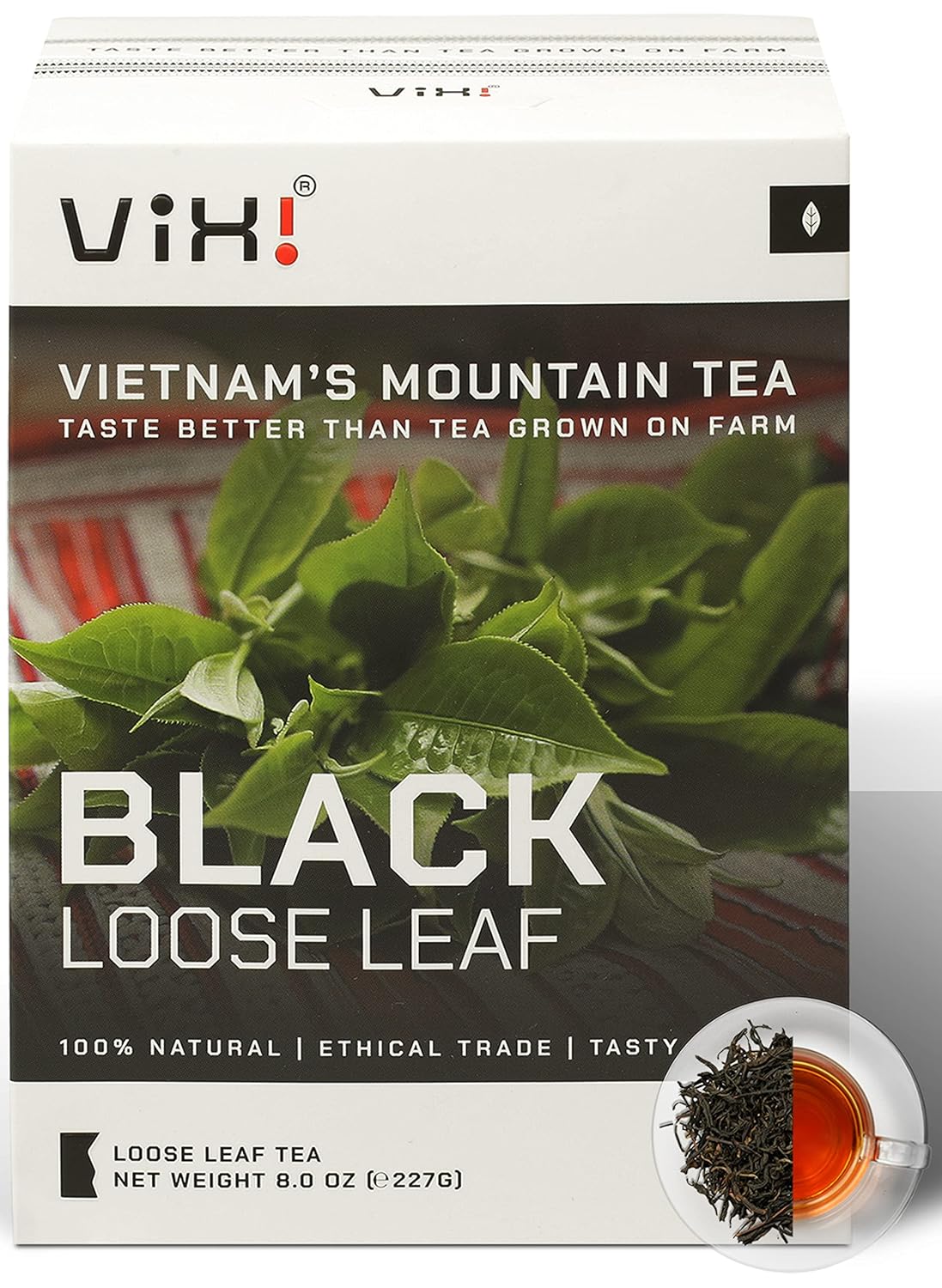 VIXI Black Tea Loose Leaf, (16.00 Oz), Vietnam's Mountain Tea, Bold Flavored, Taste Like Assam, Dried Whole Full Large Leaves, Sugar Free, 100% Natural from Ancient Tea Tree (Pack of 2)