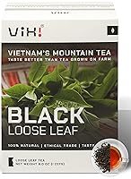 Vista 1 de VIXI Té negro hoja suelta, (8.00 onzas), té de montaña de Vietnam, sabor atrevido, sabor a té Assam, hojas grandes enteras secas, 100% natural