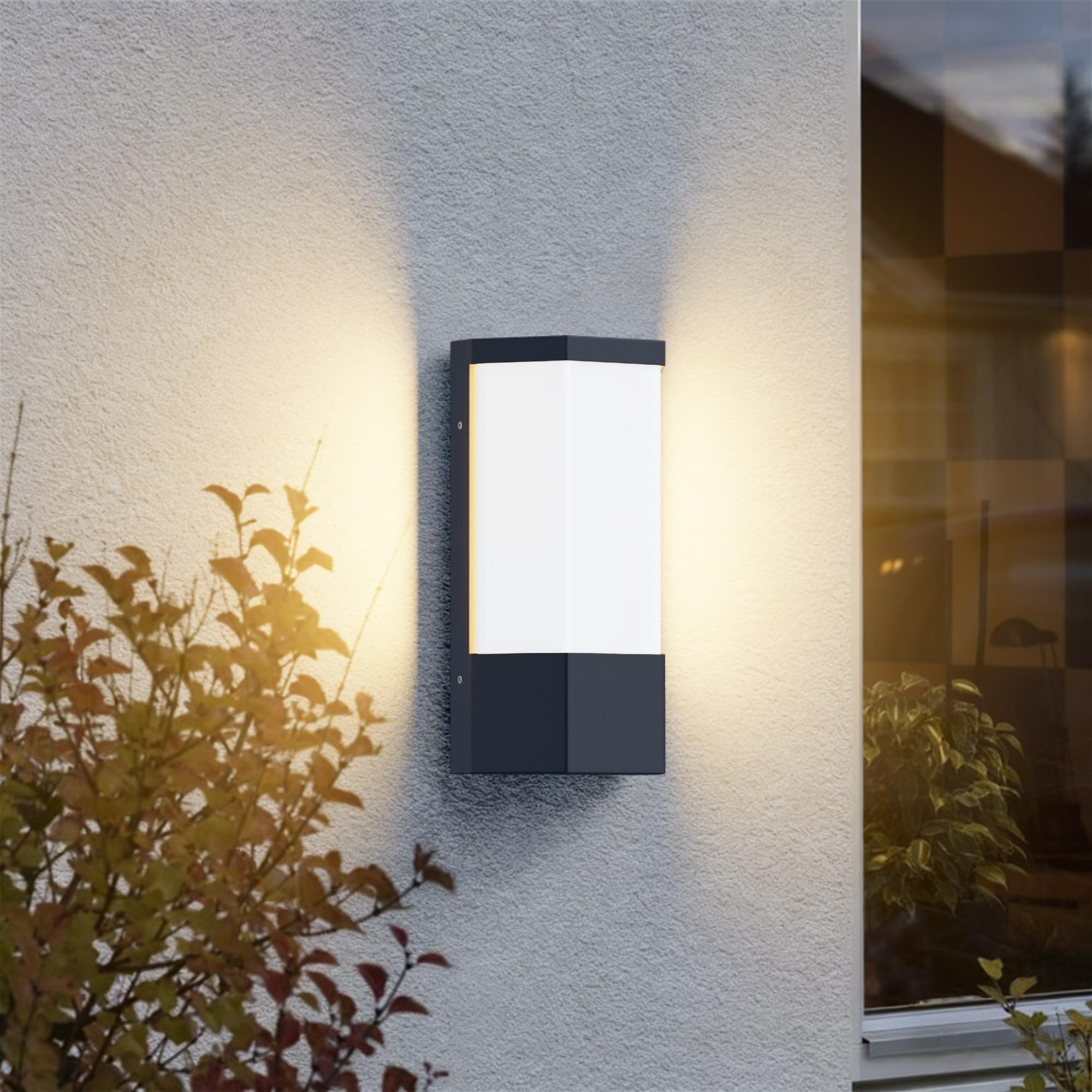 Aipsun 24W Applique Murale Exterieure Anthracite, 2000LM LED Applique d'extérieur IP65 Etanche, Decoration Exterieur Applique pour Jardin, Terrasse, Proche, Patio, Villa, Couloir(Blanc chaud, 1PCS)