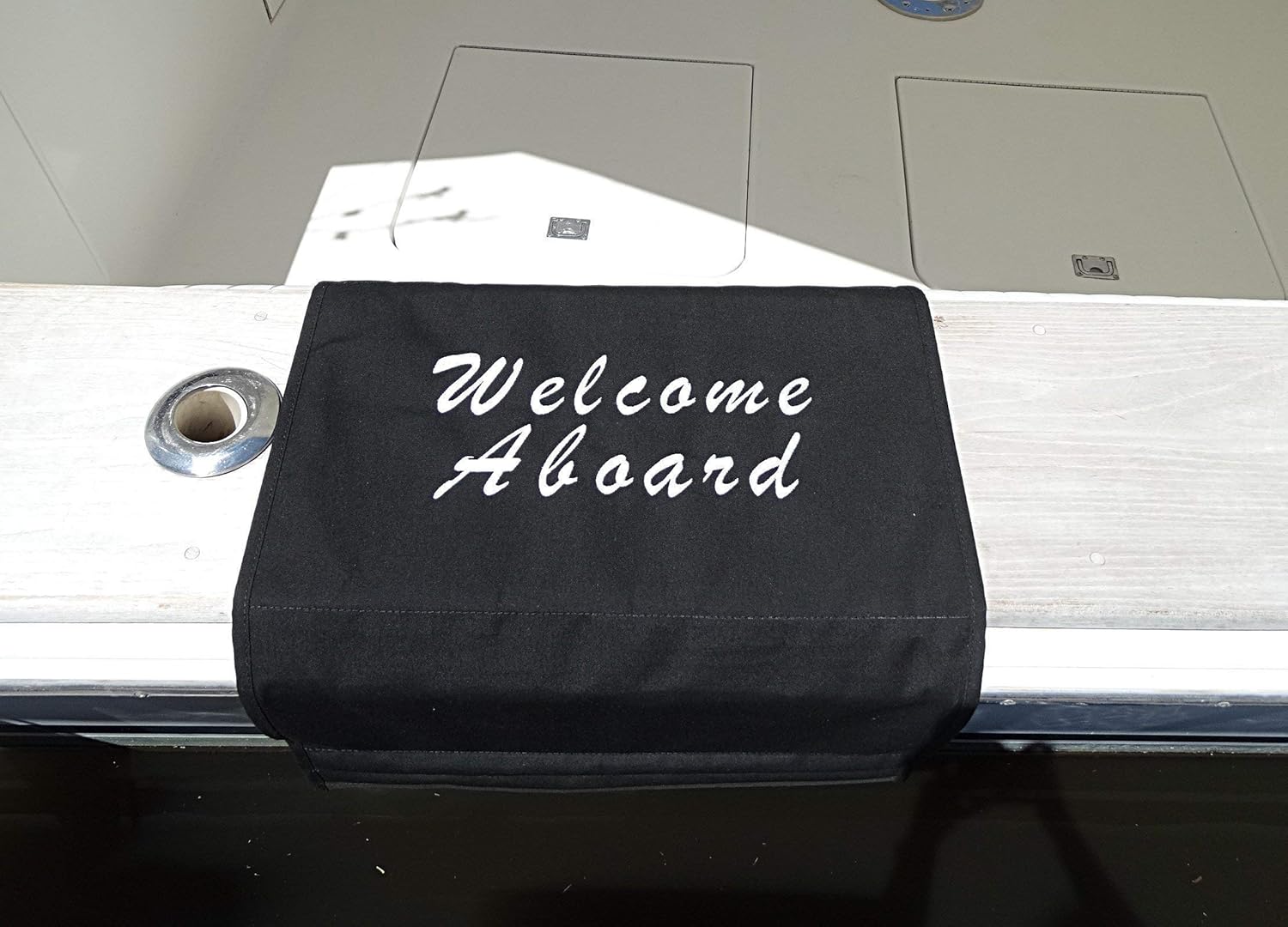 Embroidered Welcome Aboard Gunnel Cover Boarding Mat for Boat