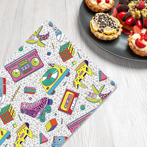 Miniatura 7 de Manteles de hip hop, estilo retro, estilo retro de los años 80 y 90 y 108 años, suministros para mesa temática de feliz cumpleaños, comedor,