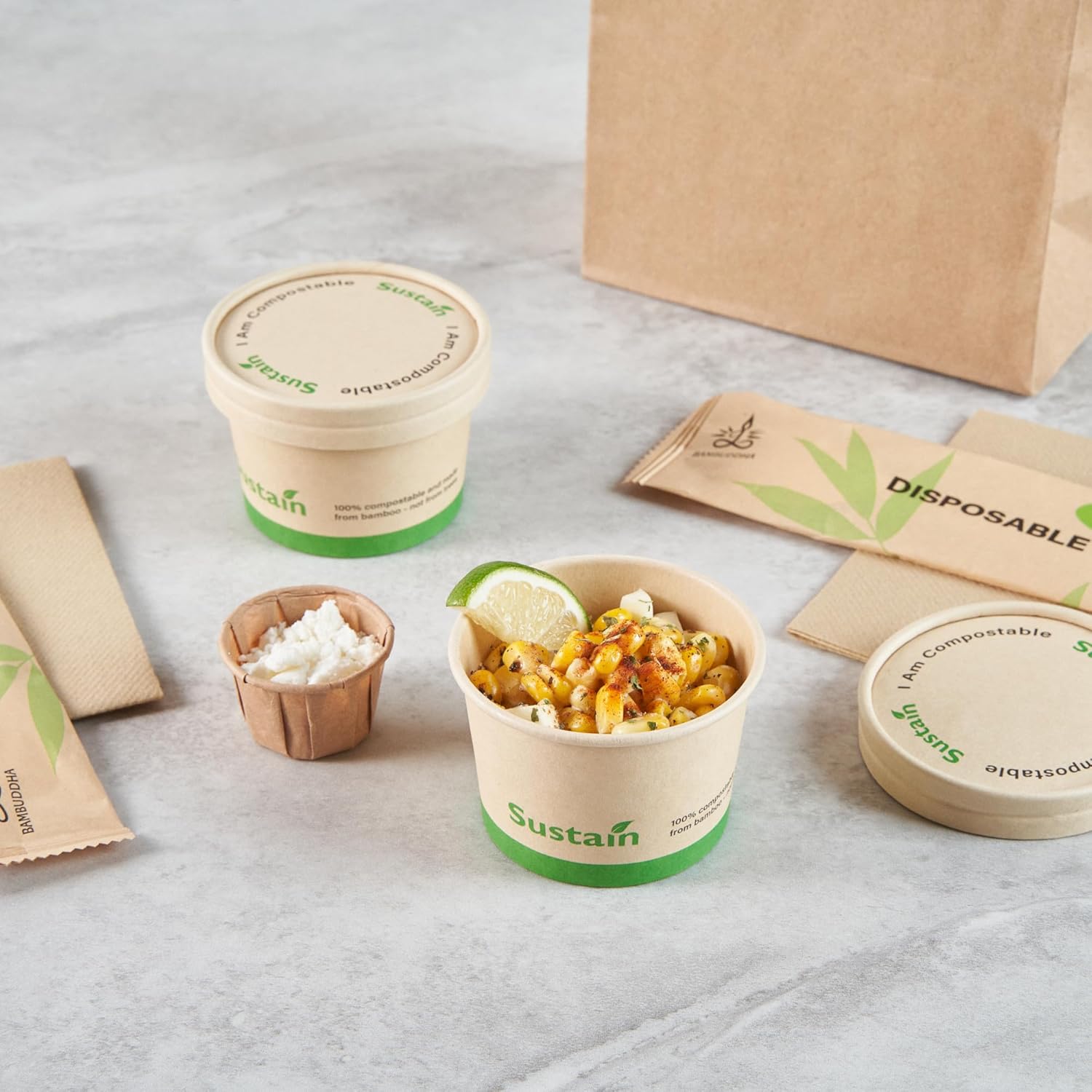 Restaurantware Paper Cups 200 Pack of 4 oz Paper Disposable To Go Cups Greaseproof Sustainable Bamboo To Go Cups PLA Lining Kraft