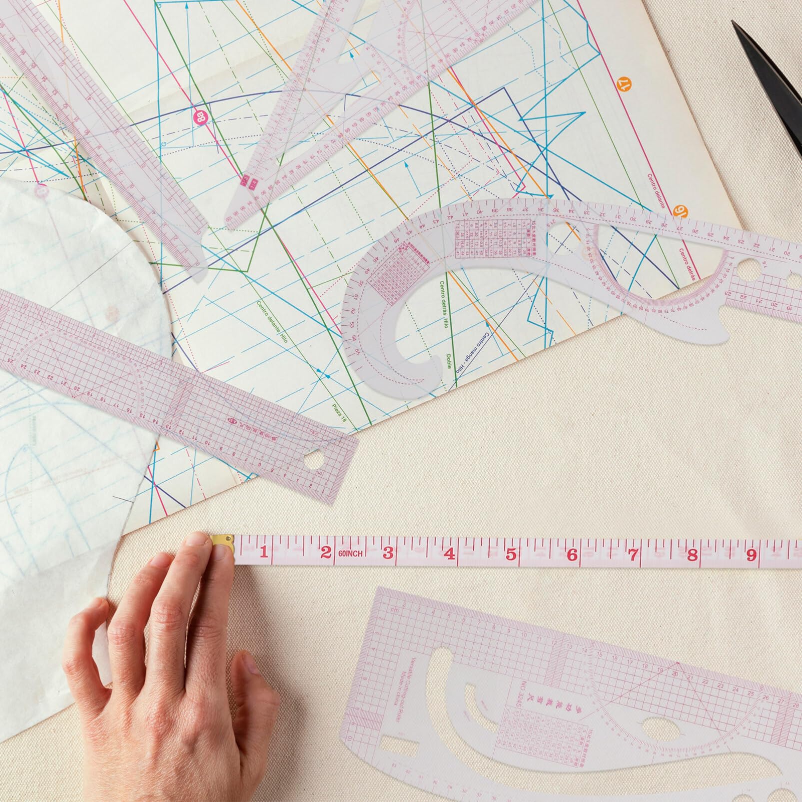 Regla de Curva Francesa de Costura, Juego de 12 Piezas de Plástico | Medición Precisa y Uso Multifunción, para Diseño de Moda y Proyectos Diy, Adecuado para Principiantes