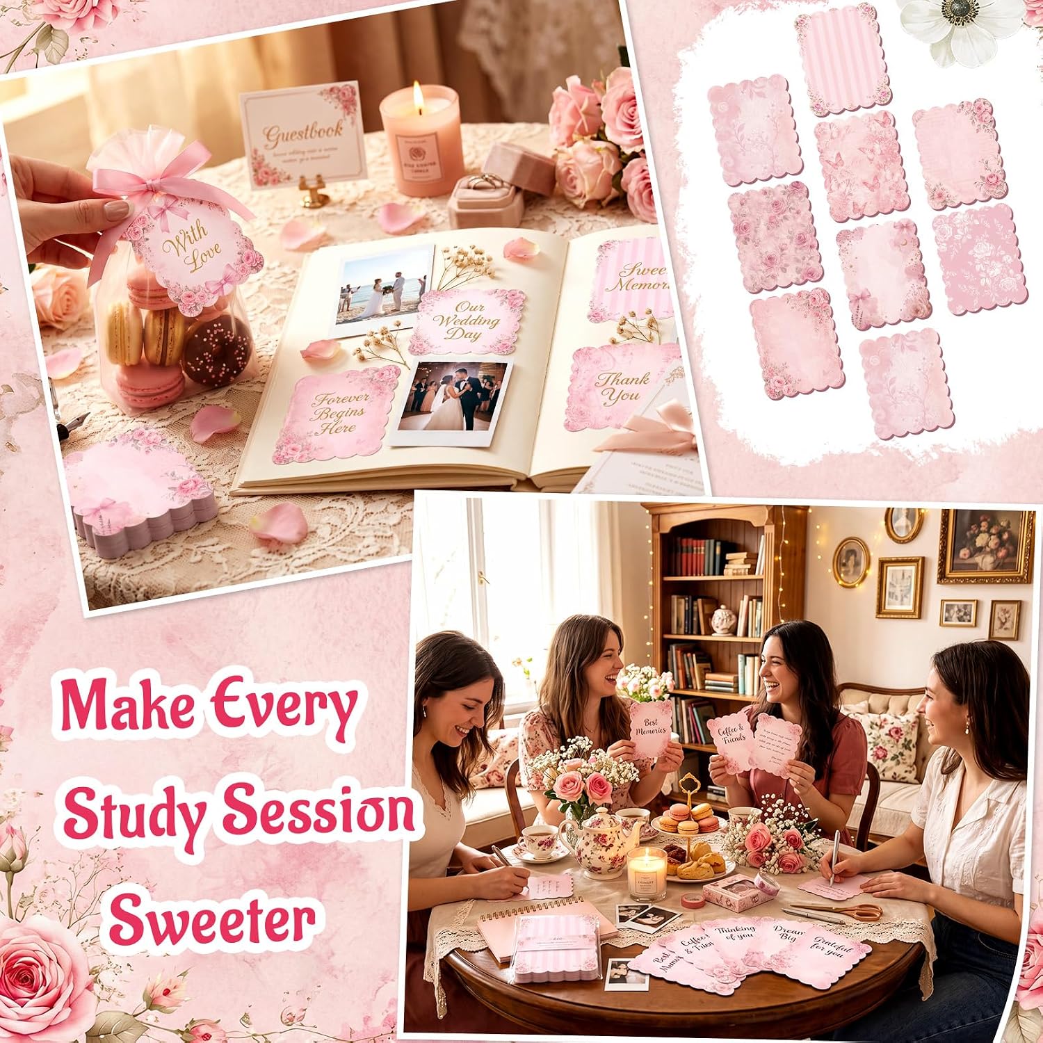 Gersoniel 9 Pcs Vintage Scalloped Sticky Notes, Aesthetic Sticky Notes image 2