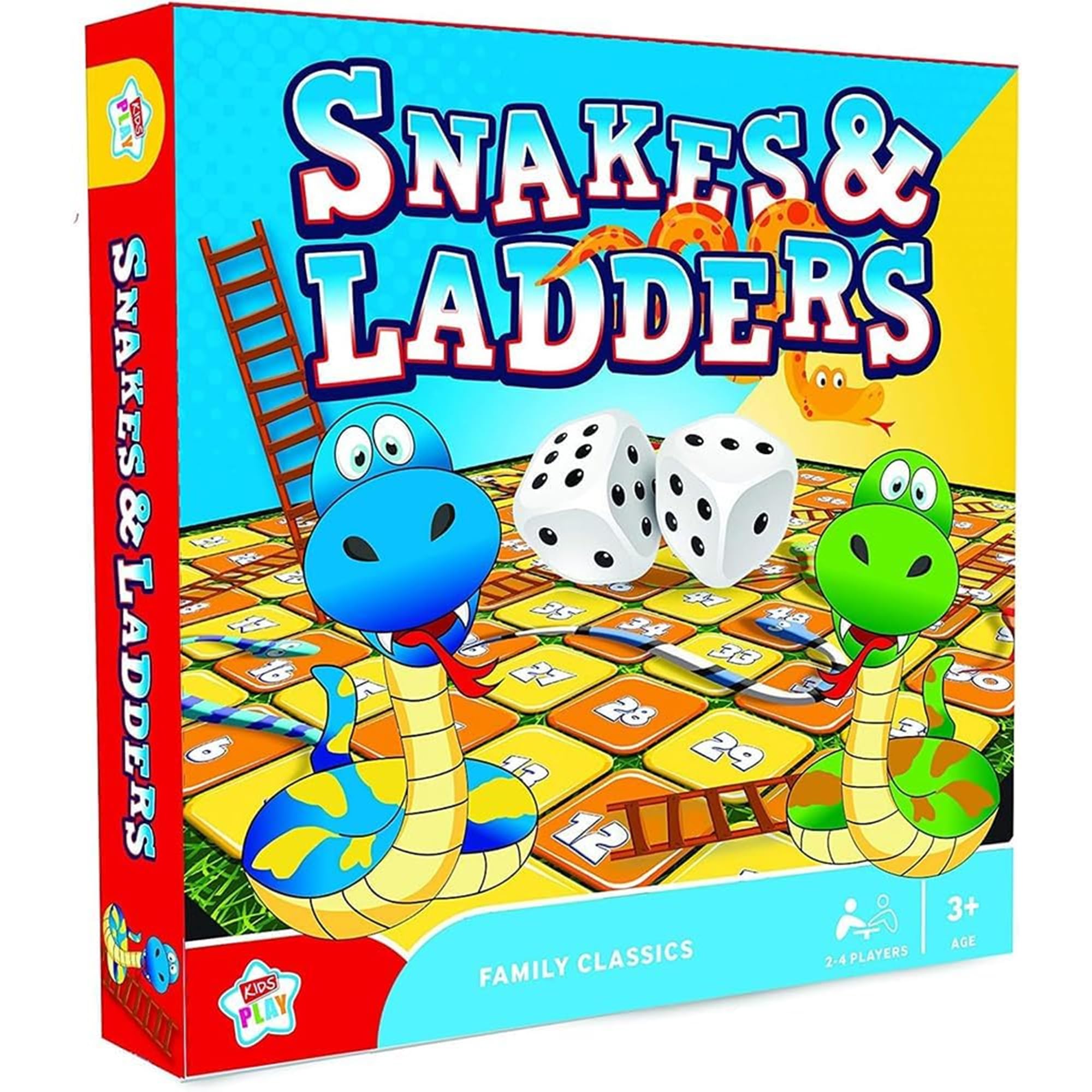 Kids Play Snakes and Ladders Family Classic Board Game for Children and Adults 2 to 6 Players Traditional Dice Game Encourages Counting Turn Taking and Family Fun for Home and Parties