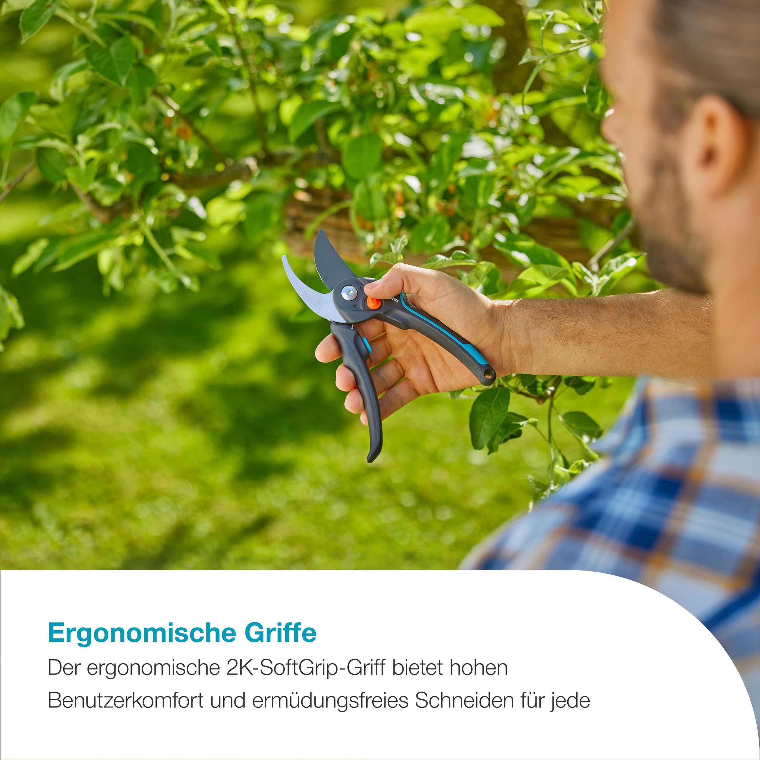 Gardena PremiumCut Pro Flex Gartenschere, Bypass-Schnitt, für frisches Holz, 24 mm Schnittdurchmesser, ergonomische Griffe, PowerCoating-Klingen, in Deutschland hergestellt (12252-20)