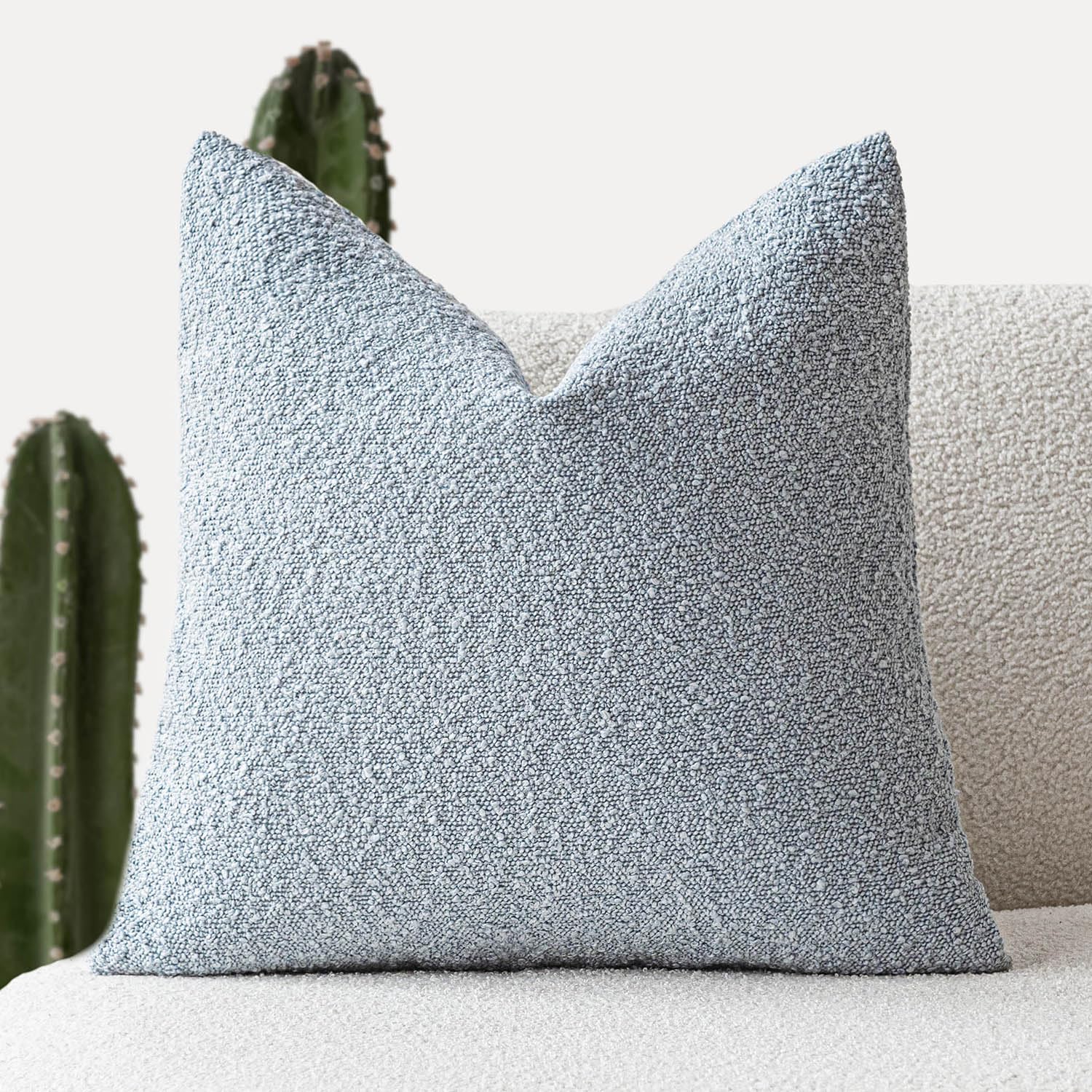 Foindtower Modern Textured Boucle Throw Pillow Covers Accent Solid Decorative Pillow Cases Cozy Woven Couch Cushion Case for Chair Sofa Bed Living