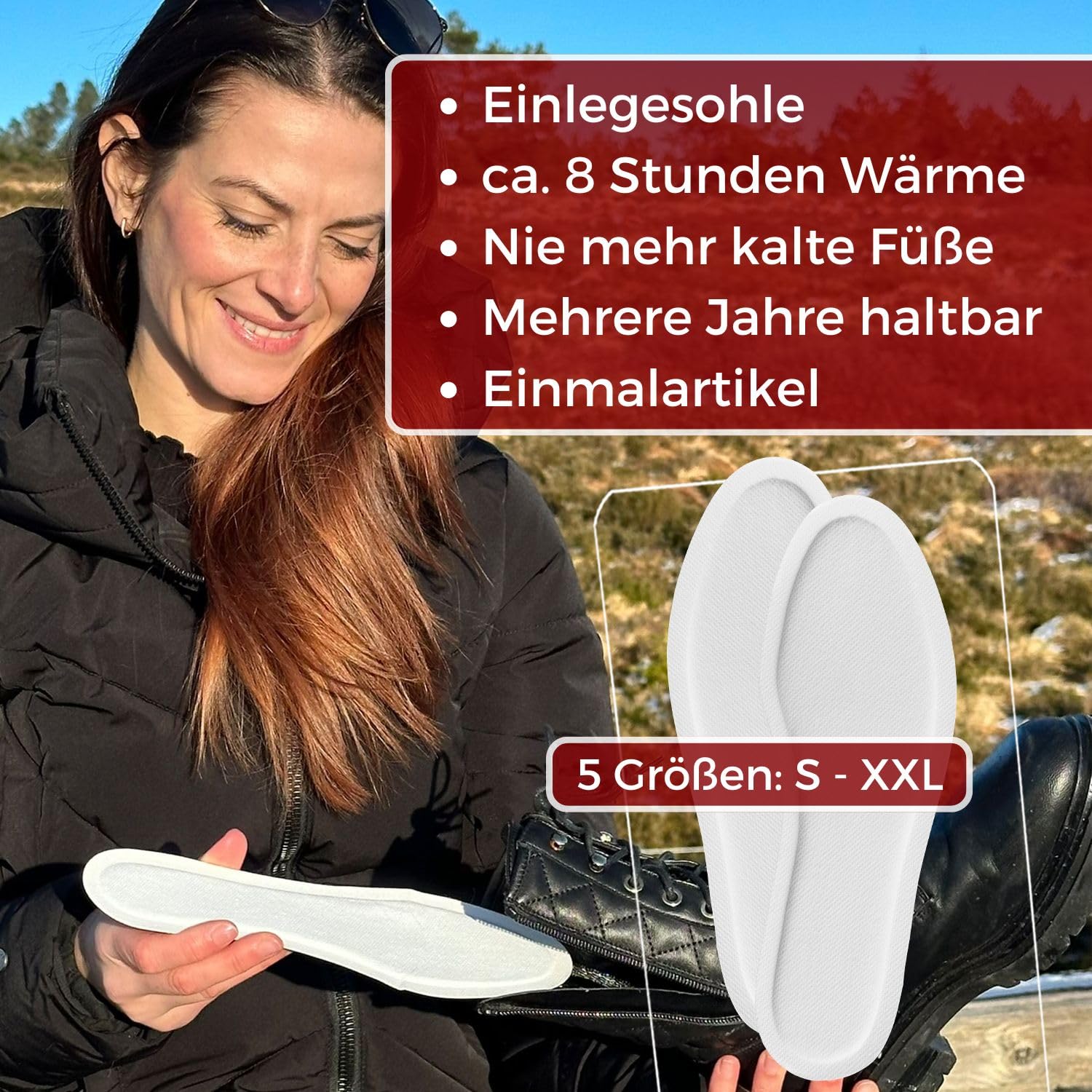 10 Paar THERMOPAD Sohlenwärmer (erhältlich in 5 Größen) - DAS ORIGINAL: 10er-Box mit Wärmepads (Einlegesohle) für 8 Stunden Wärme I Fußwärmer Pads I Extra warme Wärmesohle S für Schuhe & Skischuhe