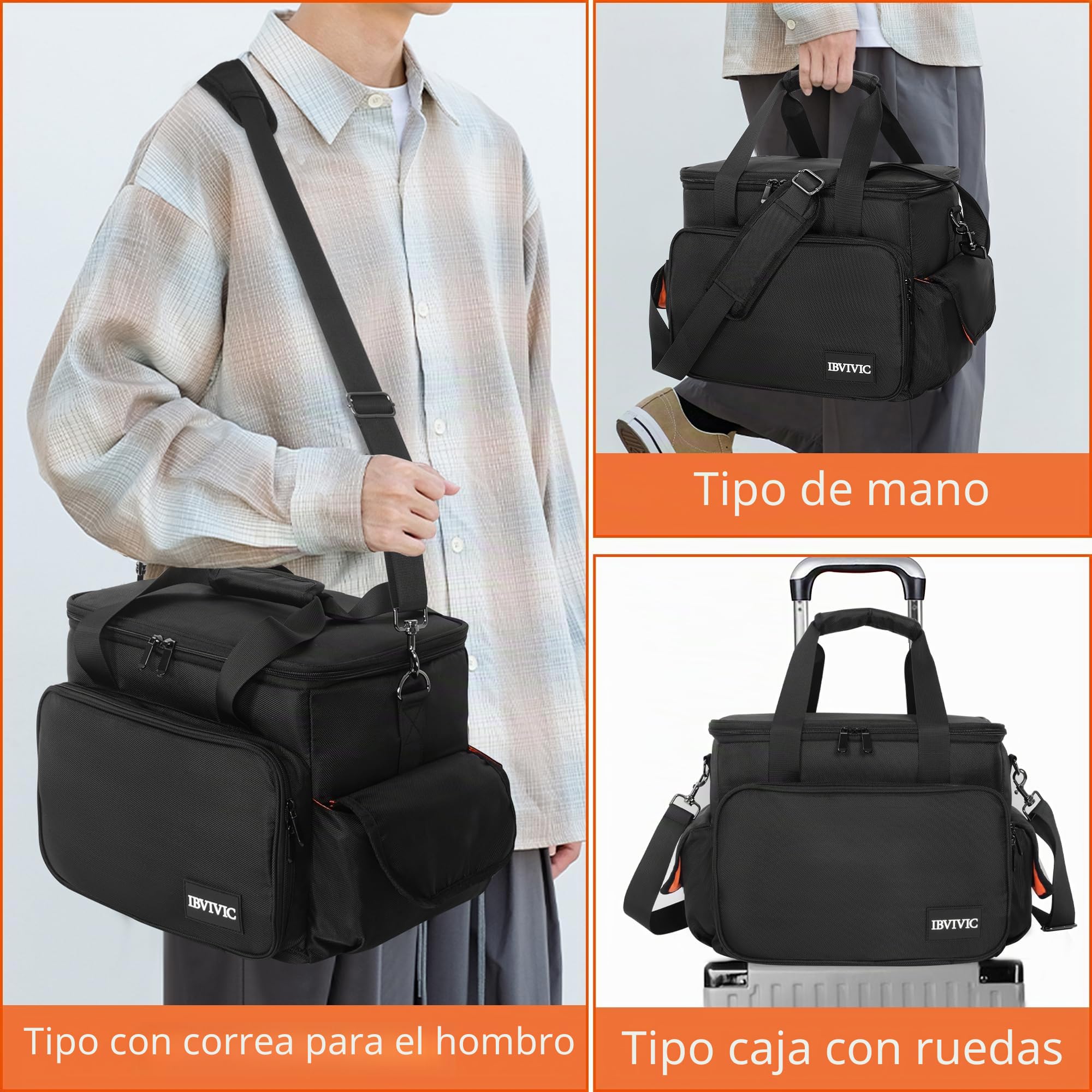 OUUTMEE Bolsa para DJ, Bolsa de Archivos de Cables para DJ, con divisores Ajustables y Dos Bolsillos Separados, 35 x 25 x 30 cm, para Equipo de DJ Profesional, Bolsa de Cables, Instrumentos Musicales