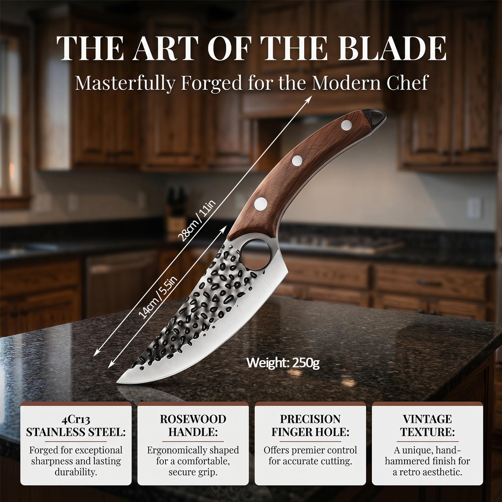 Coltelli da Chef Professionali 20cm Forgiato a Mano Acciaio Inox 5 Strati Impugnatura Legno di Pakka