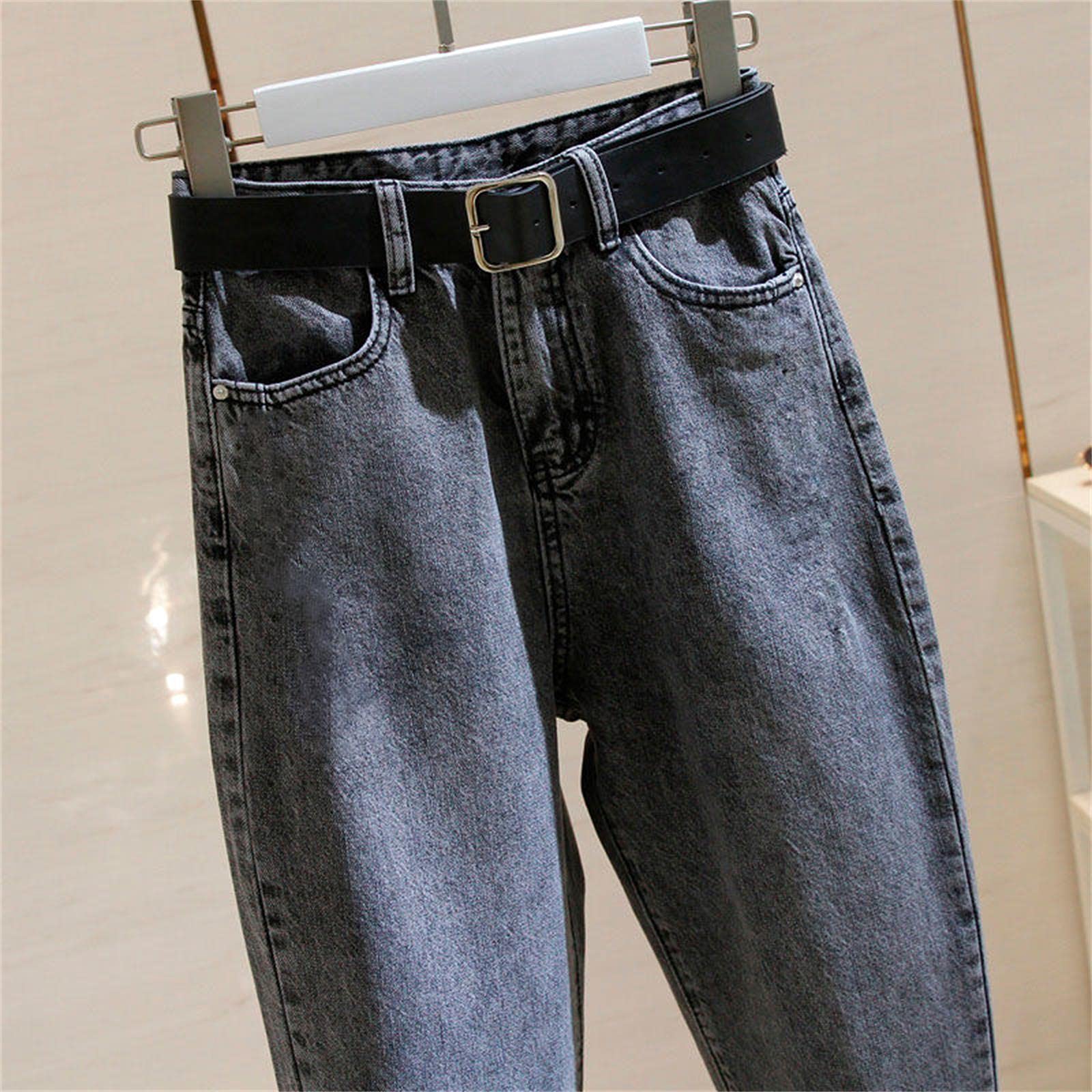 UKKO Jeans da Donna Jeans Donne Donne Primavera Smoke Grey Harem Pantaloni da Cowboy Denim Slip Plus Size