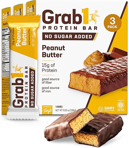 Vista 32 de Grab1 Barras de proteína sin azúcar, chocolate negro sin lácteos (paquete de 3 = 12 barras) 0.42 oz de proteína + 0.14 oz de fibra Bajo