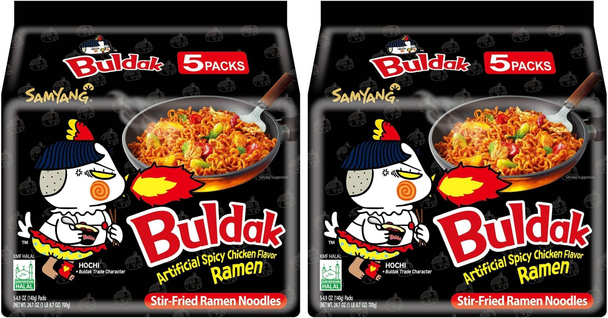 Samyang Buldak Spicy Ramen, Hot Chicken Ramen, Korean Stir-Fried Instant Noodle, Original, 1 Bag with 10 Pack