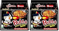 Vista 2 de Samyang Buldak Ramen picante, ramen de pollo caliente, fideos instantáneos salteados coreanos, original, 1 bolsa con 5
