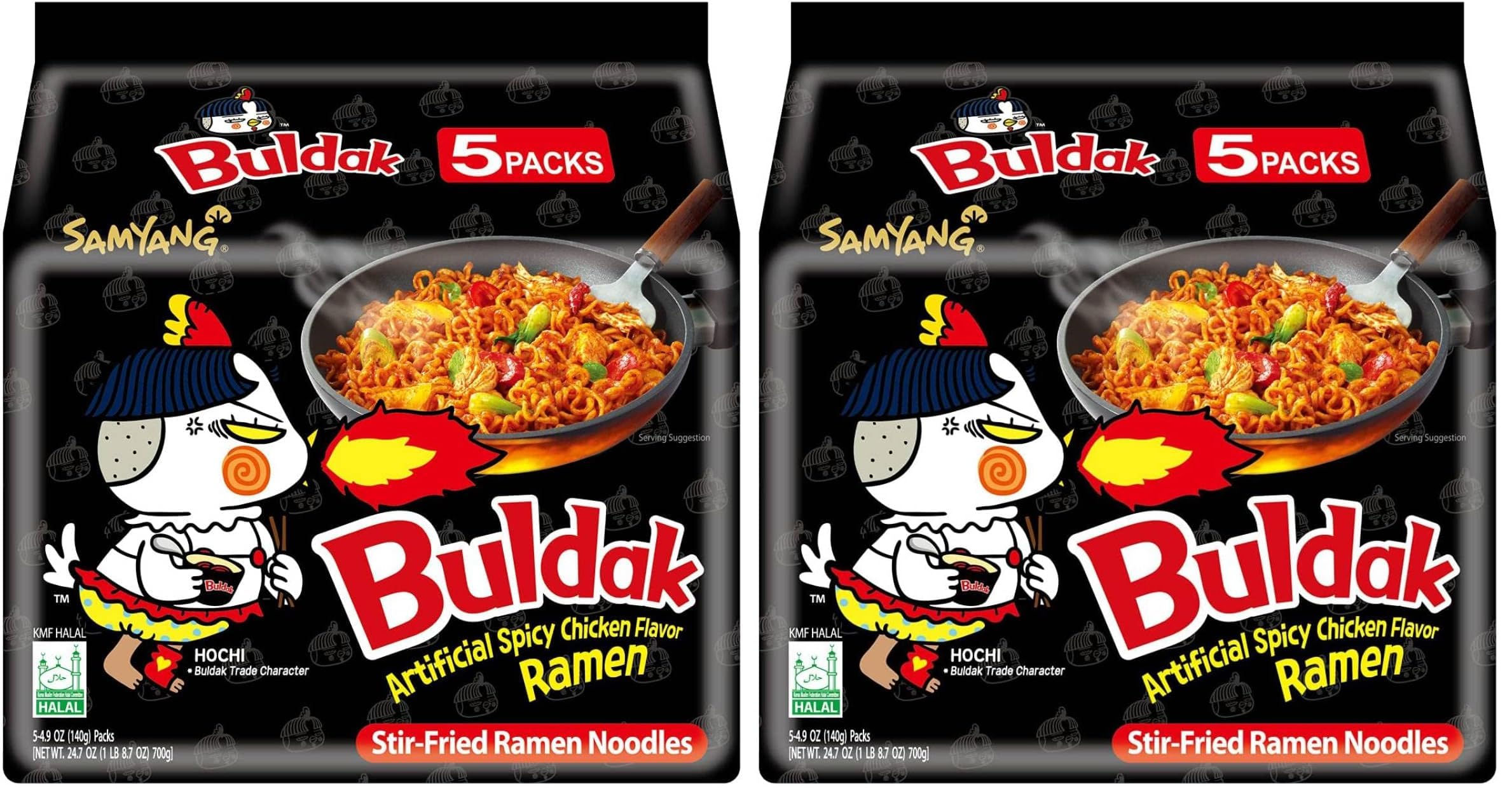 Samyang Buldak Spicy Ramen, Hot Chicken Ramen, Korean Stir-Fried Instant Noodle, Original, 1 Bag with 10 Pack