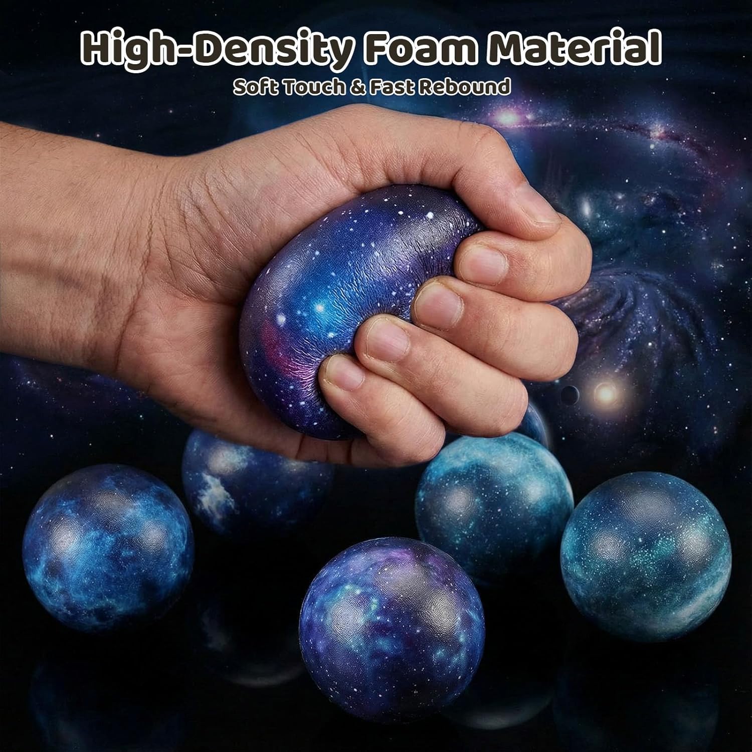 LovesTown 20 PCS Galaxy Stress Balls Bulk, 2.5 Inch Foam Squeeze Balls for Stress Relief Outer Space Astronaut Themed Party Class Carnival Reward
