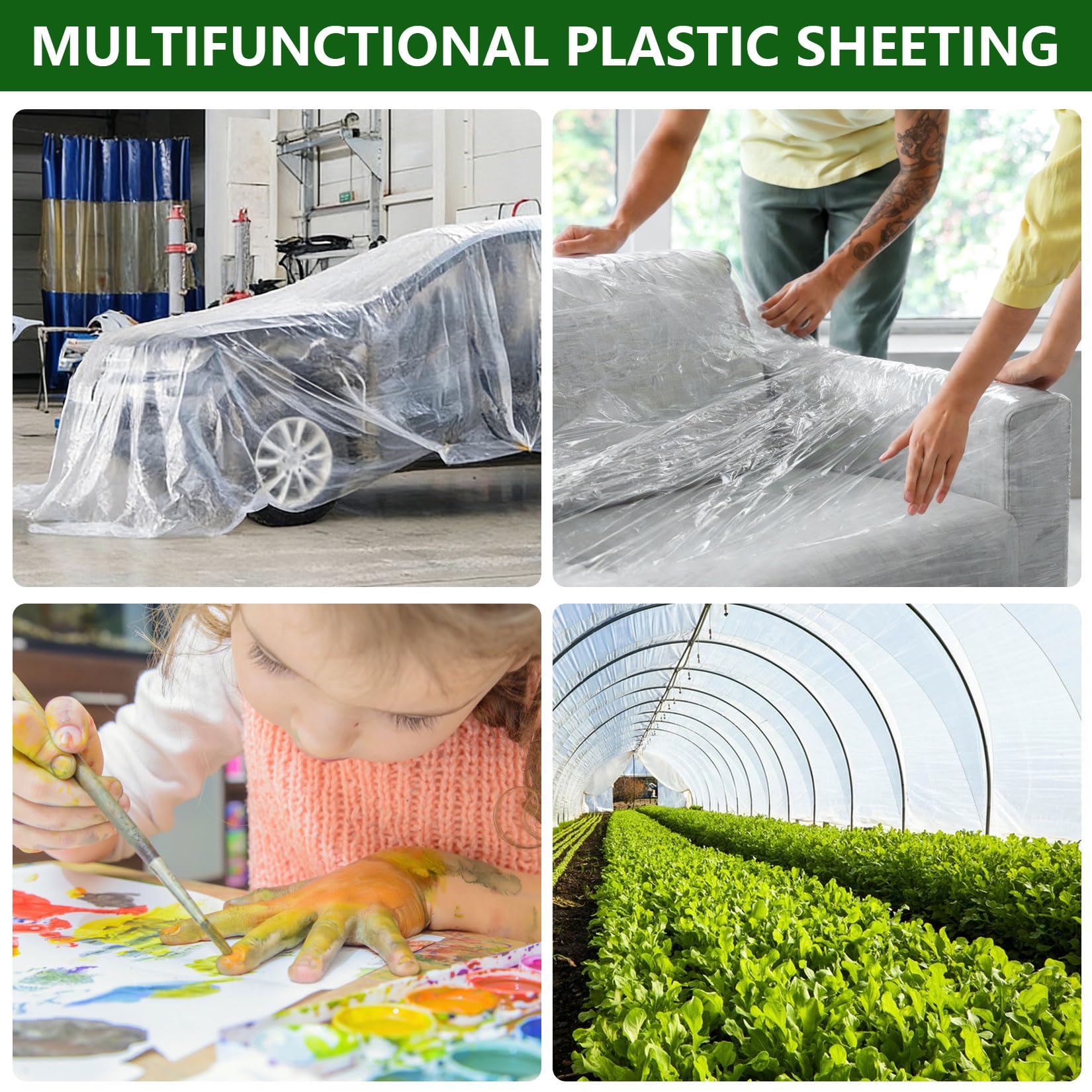 Película para Invernaderos, 4 x 5 m, Película plástico para Invernadero de 10 Mu, Plastico Invernadero Transparente para Jardines, invernaderos y túneles — view 4