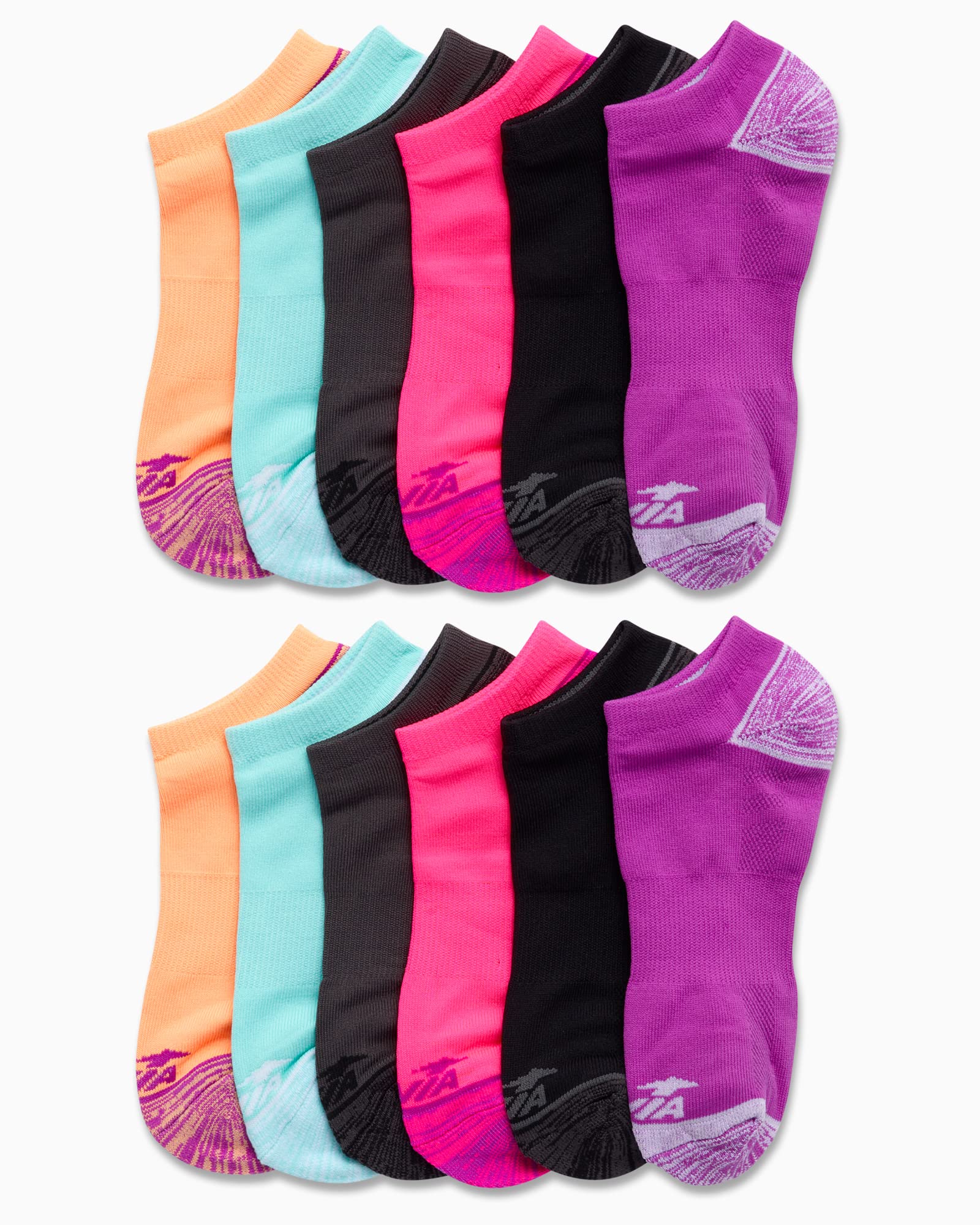 Avia Women's Low Cut Socks - 12 Pack Performance Cushion Comfort No Show Socks - Breathable Athletic Socks for Women (4-9), Size 4-9, Bright Assorted