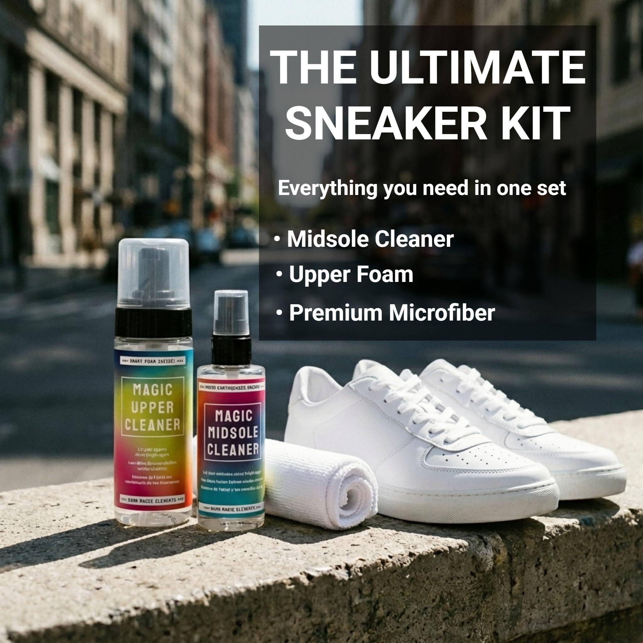 Bama Zestaw do czyszczenia butów, zestaw do czyszczenia sneakersów, 1 x Magic Midsole Cleaner 100 ml + 1 x Magic Upper Cleaner 150 ml + 1 x ściereczka do czyszczenia gratis, Magic Cleaning Set..