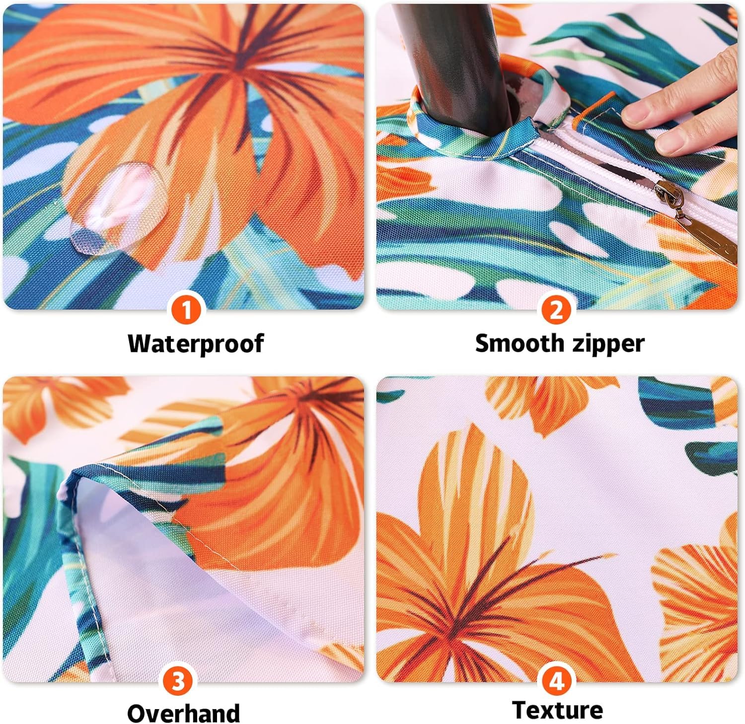 Eternal Beauty Rectangle Indoor & Outdoor Splashproof Tablecloth with Umbrella Hole and Zipper for Patio Garden Party and BBQ (152x231 cm,Zippered - Image 2