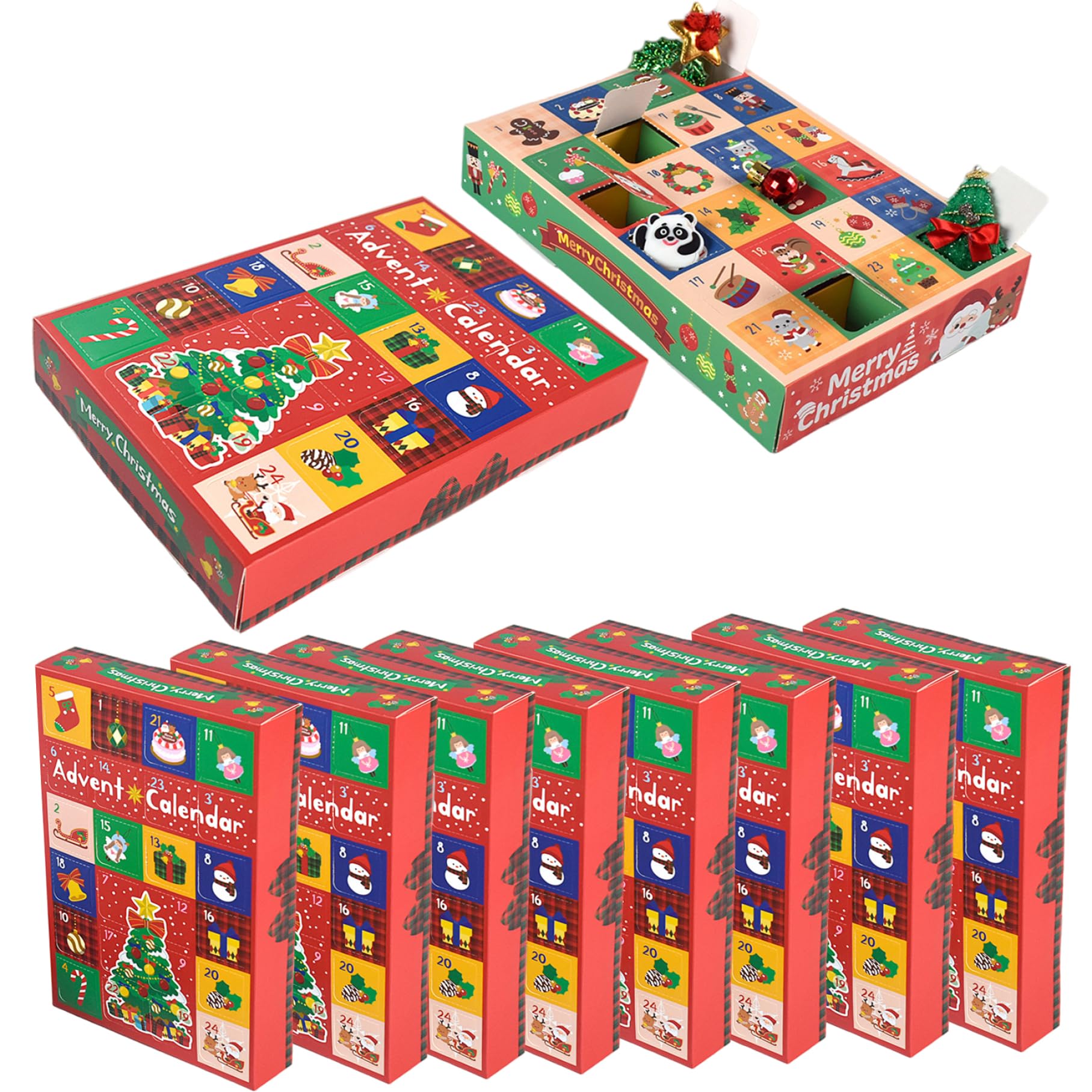 Calendario dell'Avvento fai da te da 10 pezzi, calendari dell'Avvento vuoti di Natale da 24 giorni da riempire, scatola creativa per il conto alla rovescia con numeri in cartone per bambini e ad.