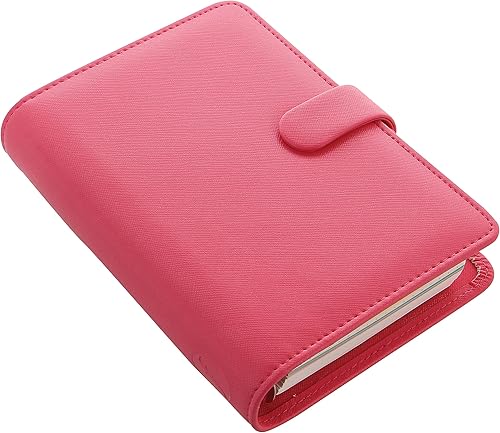 Miniatura 2 de Filofax Saffiano - Organizador de tamaño personal, peonía, grano cruzado, aspecto de cuero, seis anillos, calendario semanal para ver, multilingüe,