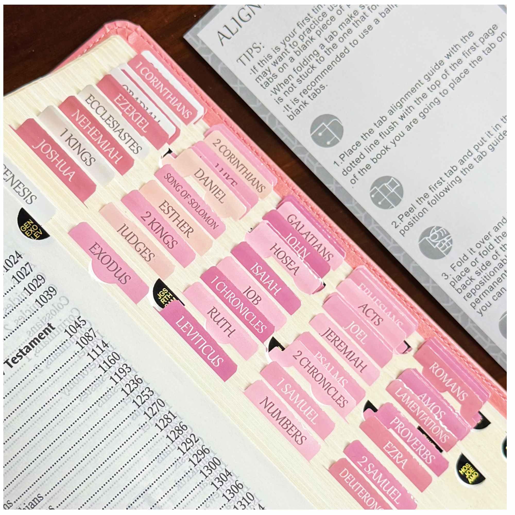Photo 1 of Thinkor Repositionable Bible Tabs - 66 Pink Theme Laminated Tabs