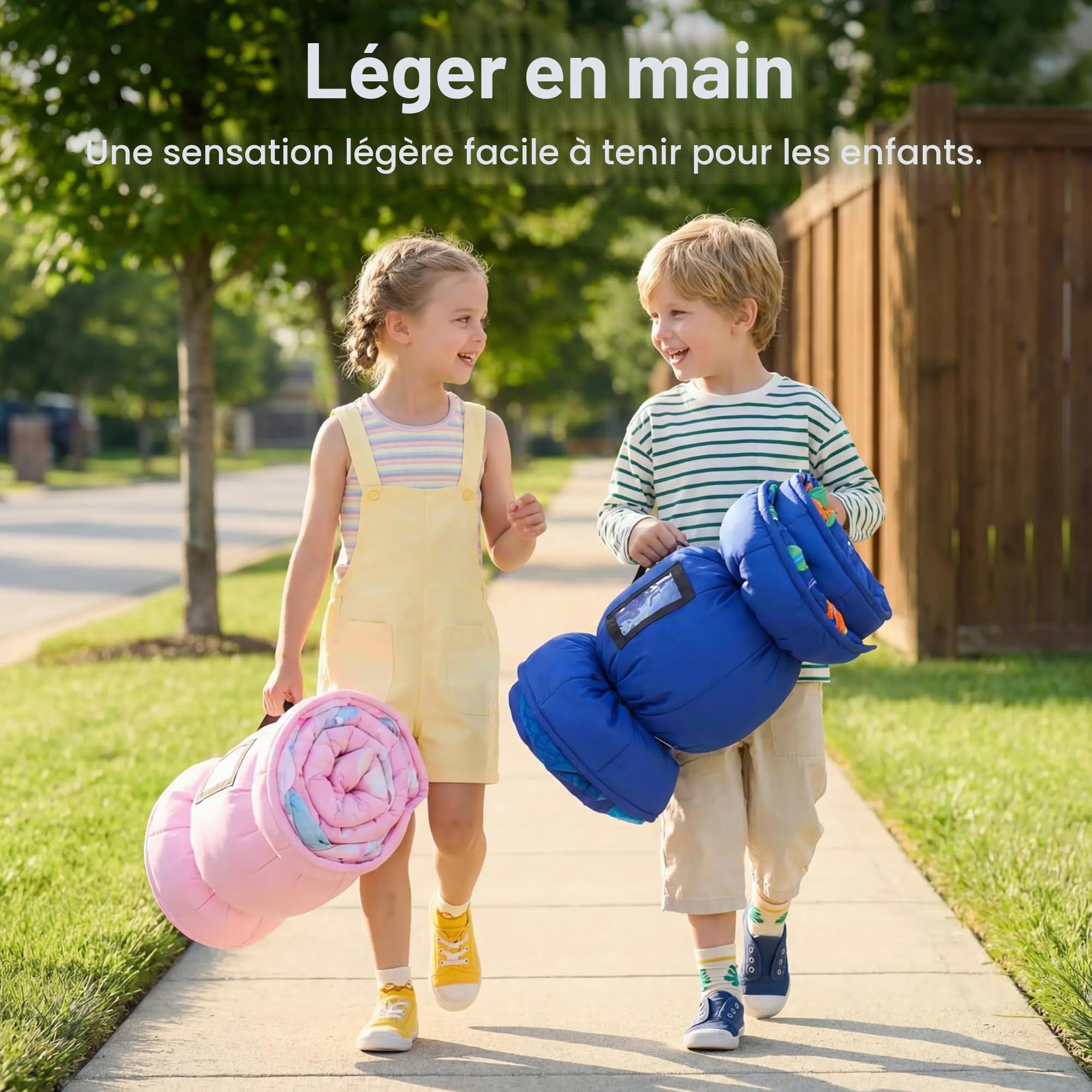 Joiedomi Tapis de Couchage pour Tout-Petits avec Oreiller et Couverture, Tapis de Couchage Enroulable pour Le Milieu préscolaire, pour garçons et Filles, Maternelle, Nuit de 3 à 7 Ans
