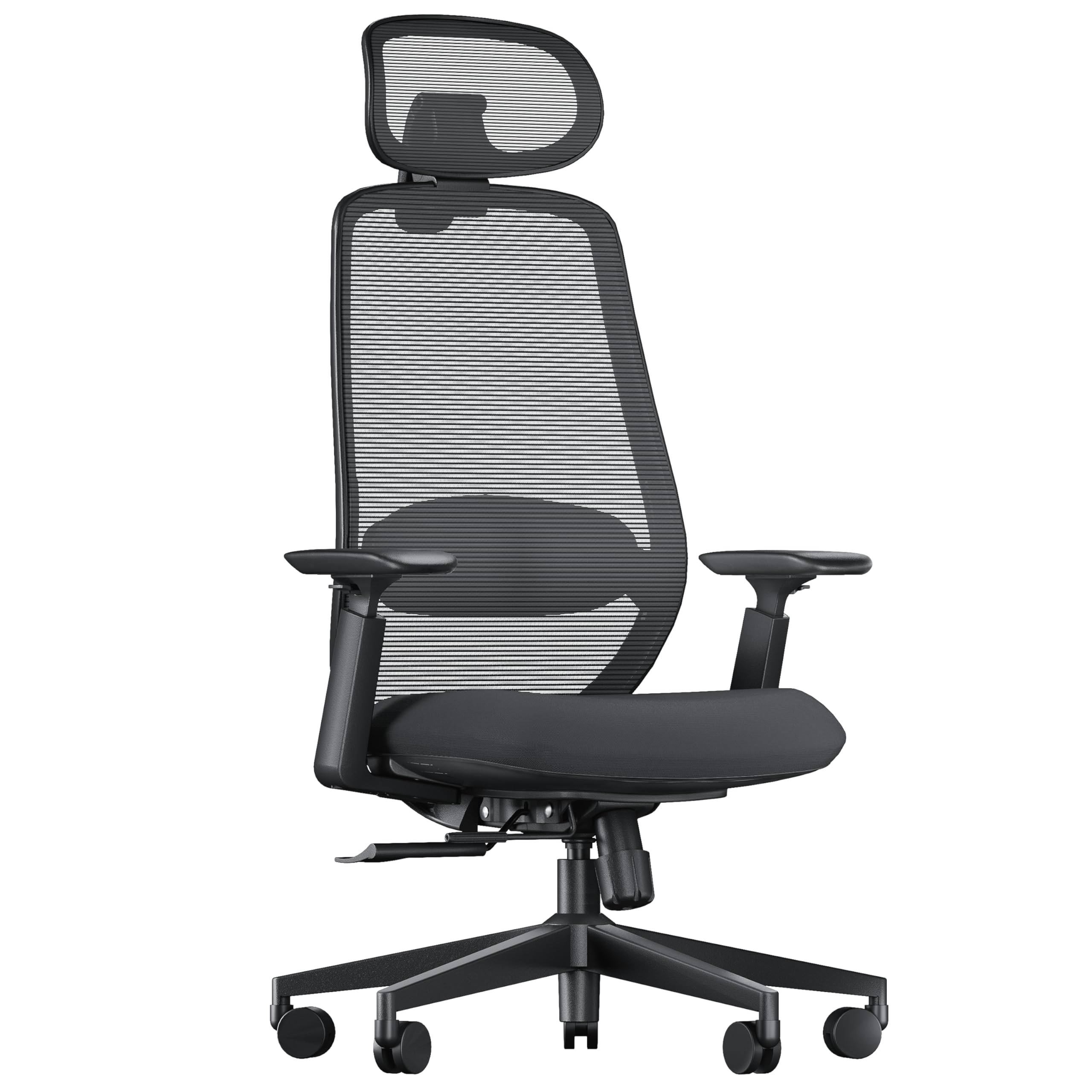 ProtoArc EC200 Ergonomic Home Office Chair, Swivel Desk Chair, Adjustable 3D Headrest and Lumbar Support, Sliding Seat for Over 8 Hours Comfort, Black