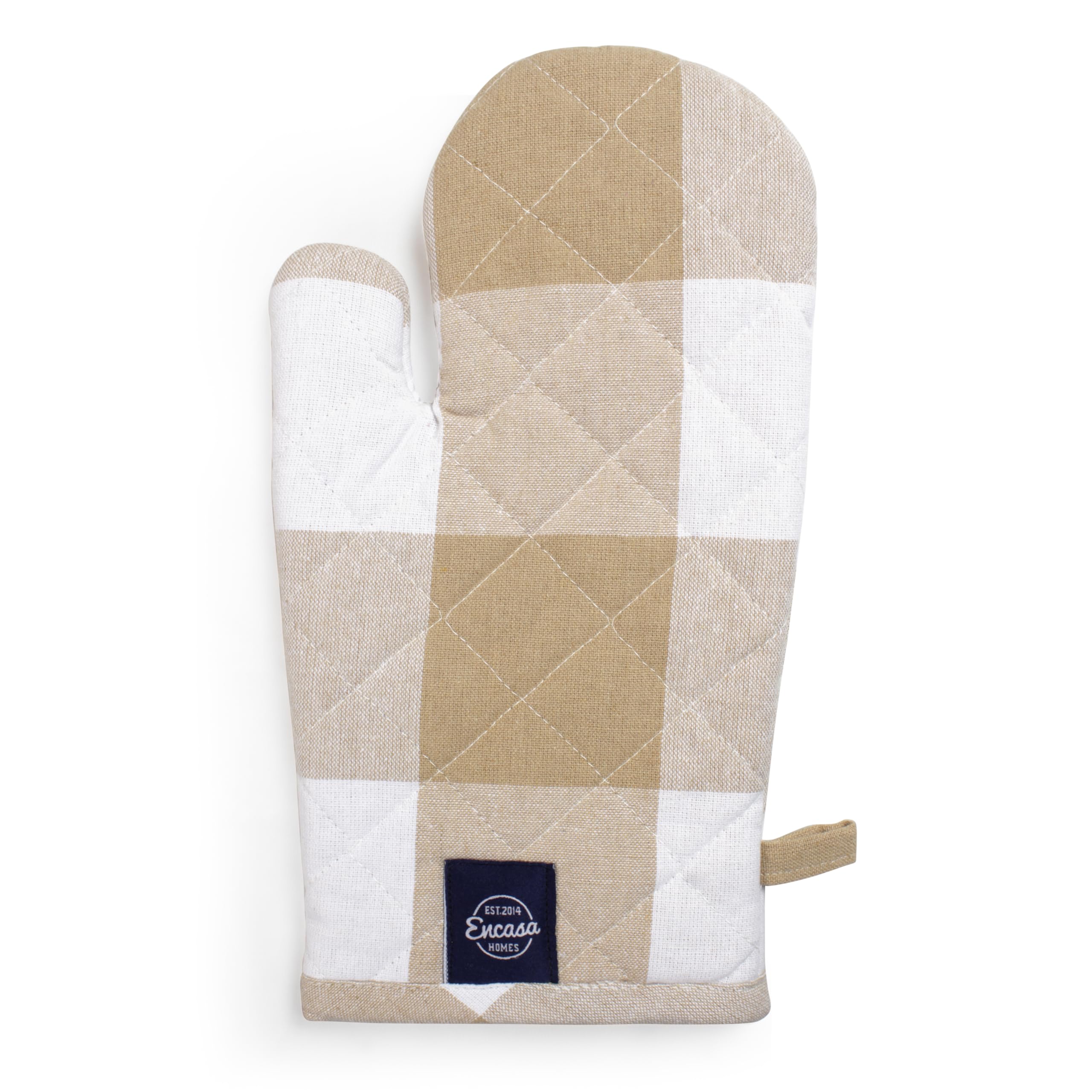 Encasa XO Long 18x30 cm Forno Microwave guanti guanti guanti da forno (2 pz set) per cucina cucina e cottura - Resistente al calore, spessa e sicura - Controlli di bufalo beige