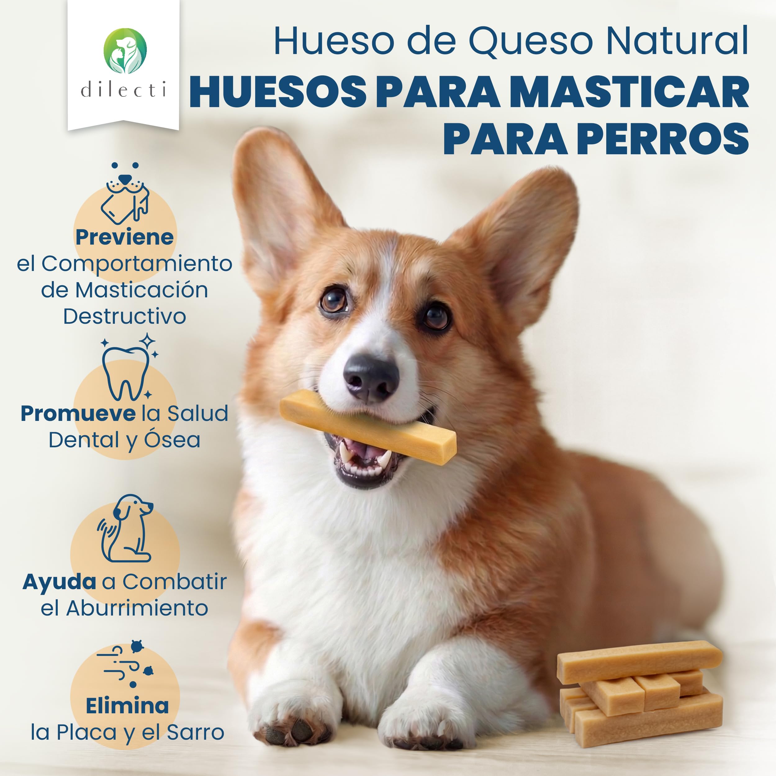 Huesos de Queso Naturales - Los Masticables Naturales Muy Sabrosos, Duros y Duraderos Mantendrán a su Perro Ocupado Durante un Tiempo. (Talla XL, Juego de 3)