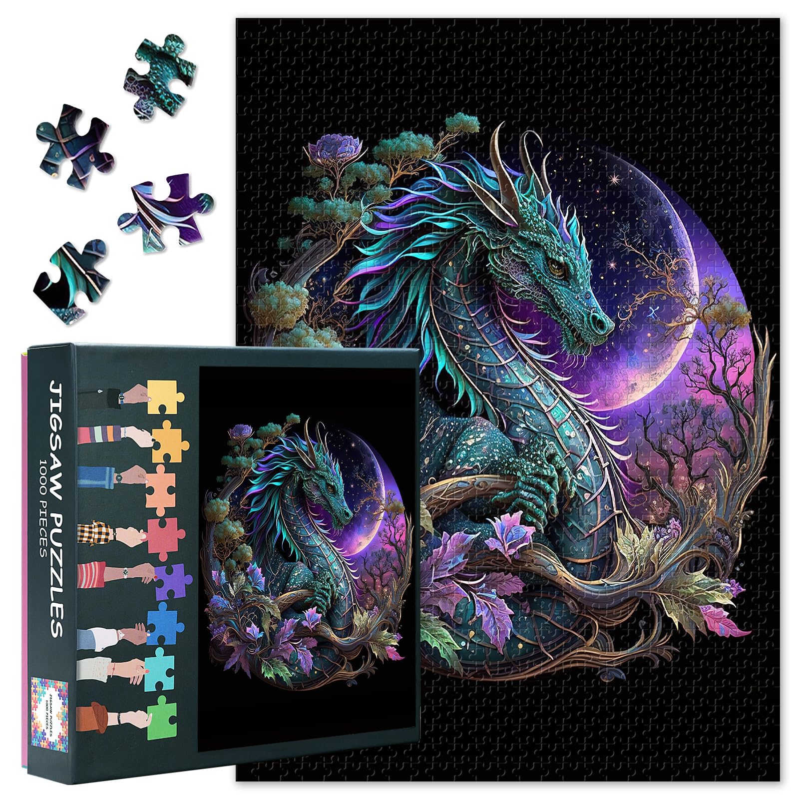 Dragons Jigsaw Puzzles 1000 Pieces for Adults Red Dragon Jigsaw Puzzle, Medieval Dragon Puzzles for Adult 1000 Pieces