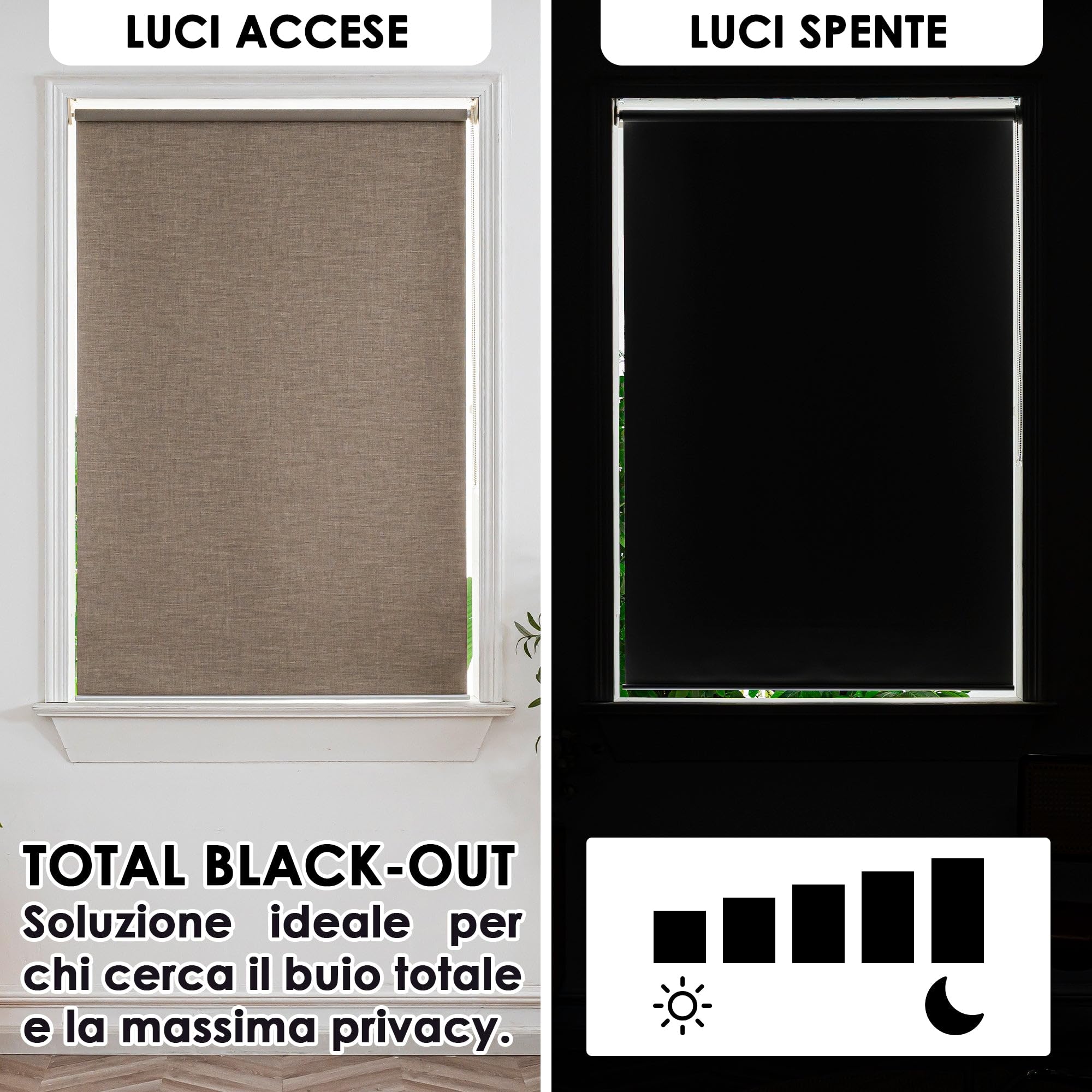Kauai Store enrouleur occultant total pour intimité et obscurité totale, tissu certifié Oeko-Tex, sans danger pour les enfants (taupe)